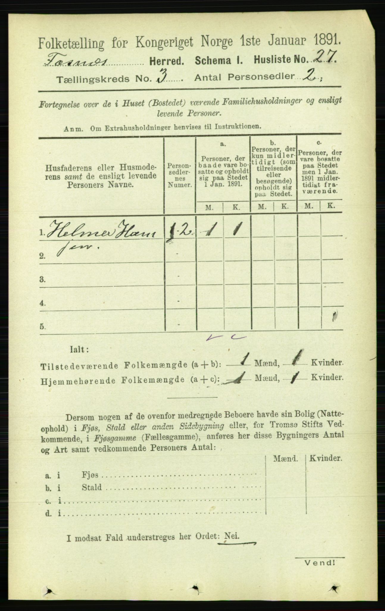 RA, 1891 census for 1748 Fosnes, 1891, p. 632
