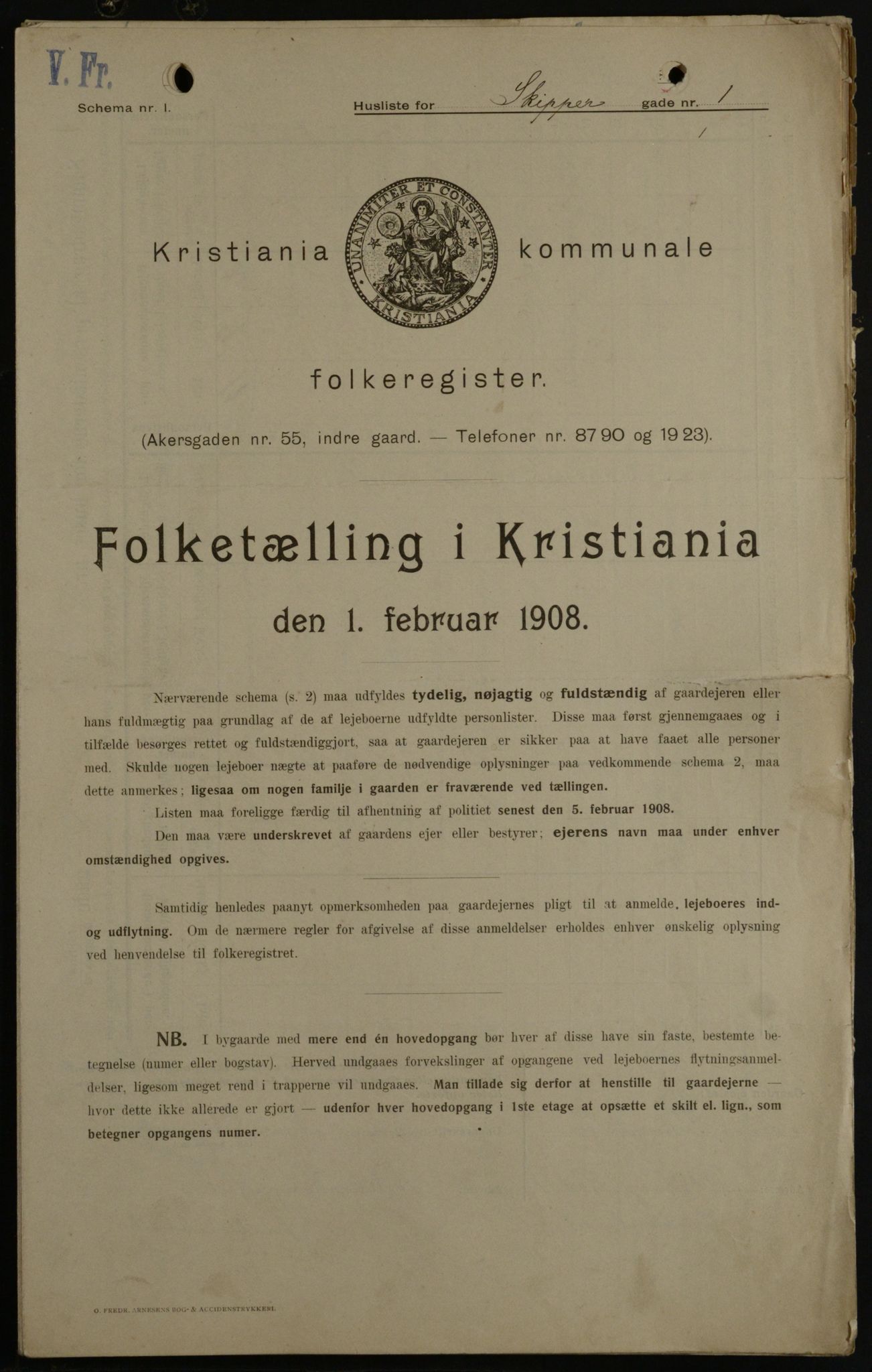 OBA, Municipal Census 1908 for Kristiania, 1908, p. 85917