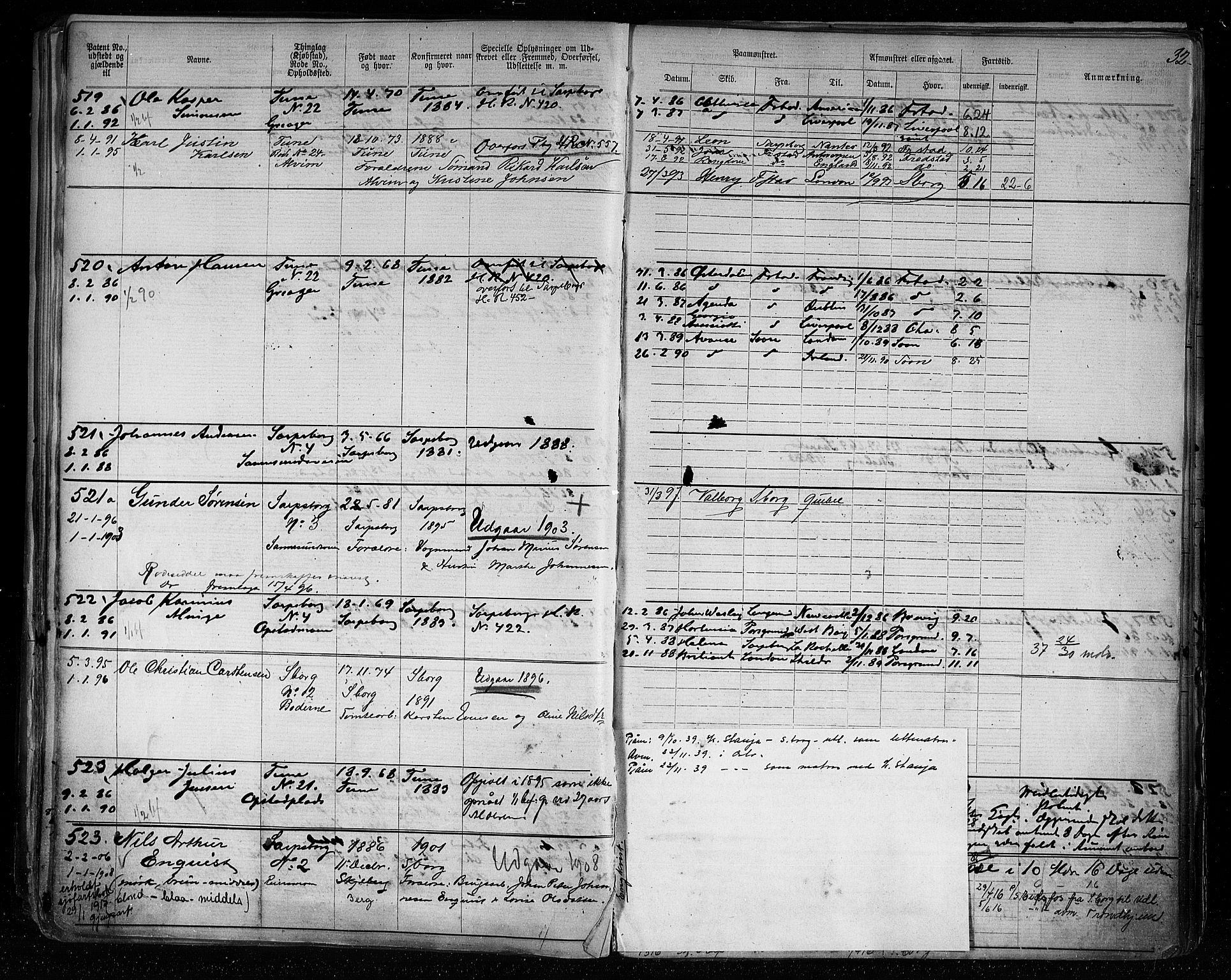 Sarpsborg mønstringskontor, AV/SAO-A-10569c/F/Fc/Fca/L0005: Annotasjonsrulle, 1881-1913, p. 35