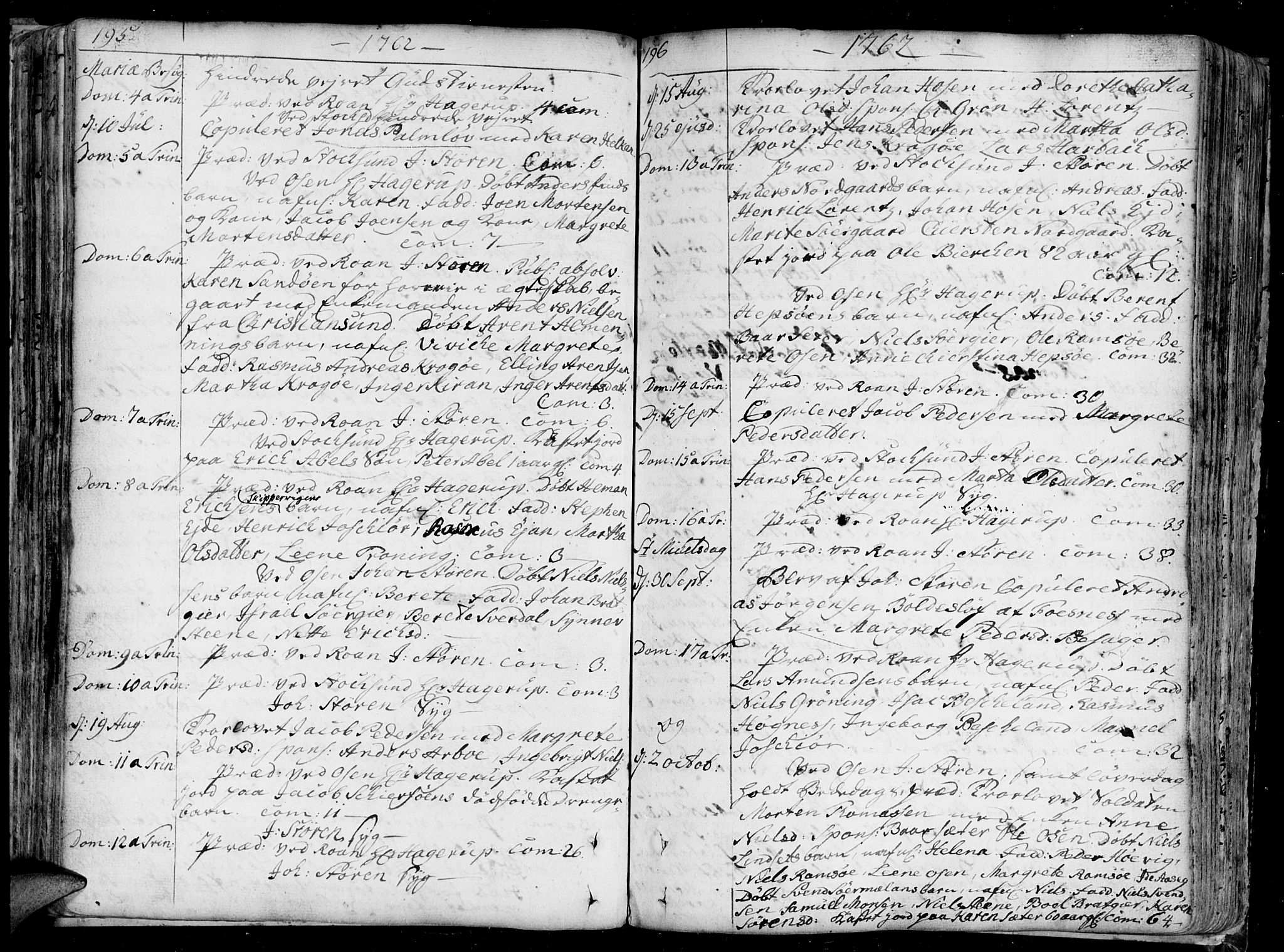 Ministerialprotokoller, klokkerbøker og fødselsregistre - Sør-Trøndelag, SAT/A-1456/657/L0700: Parish register (official) no. 657A01, 1732-1801, p. 195-196