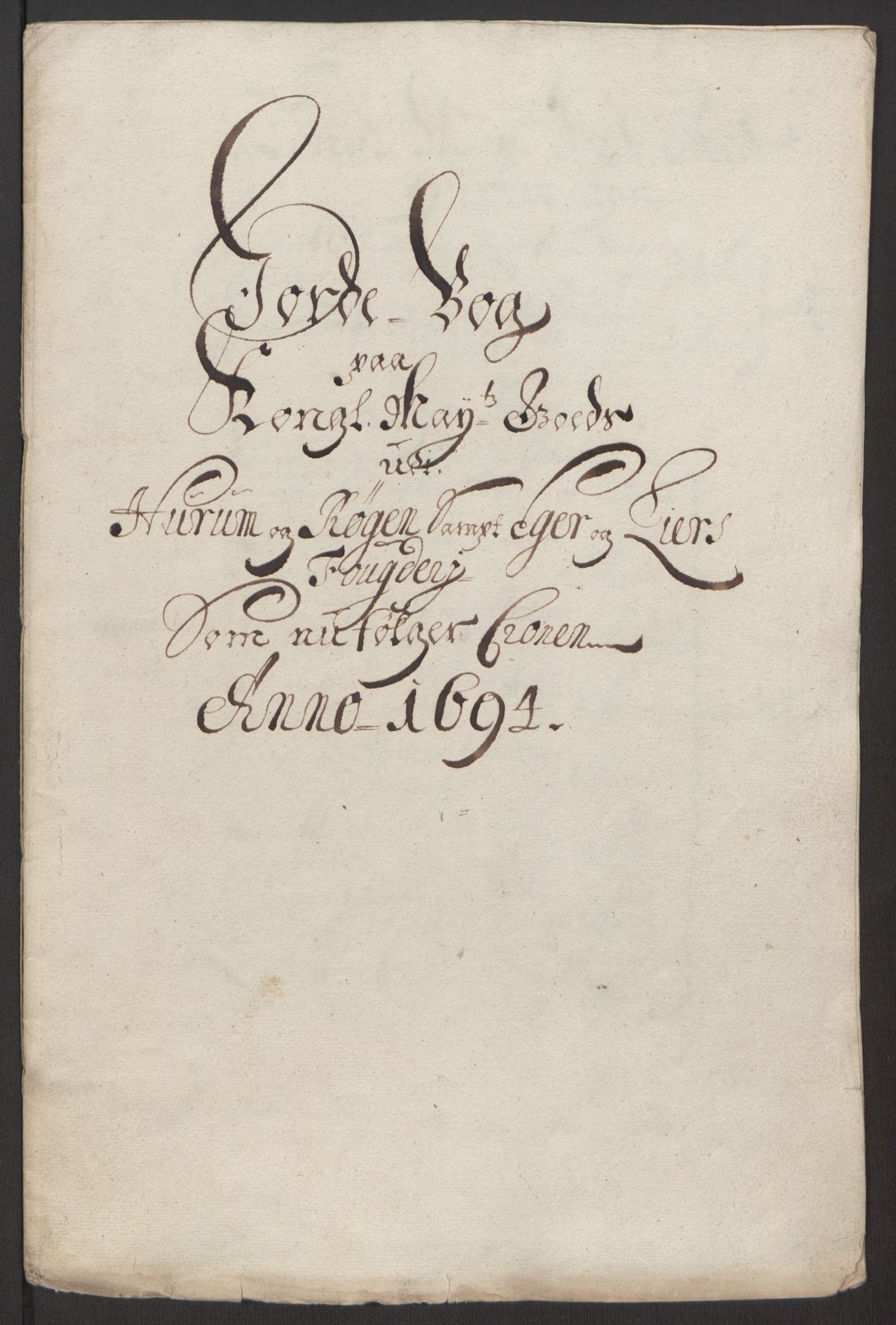 Rentekammeret inntil 1814, Reviderte regnskaper, Fogderegnskap, RA/EA-4092/R30/L1694: Fogderegnskap Hurum, Røyken, Eiker og Lier, 1694-1696, p. 14