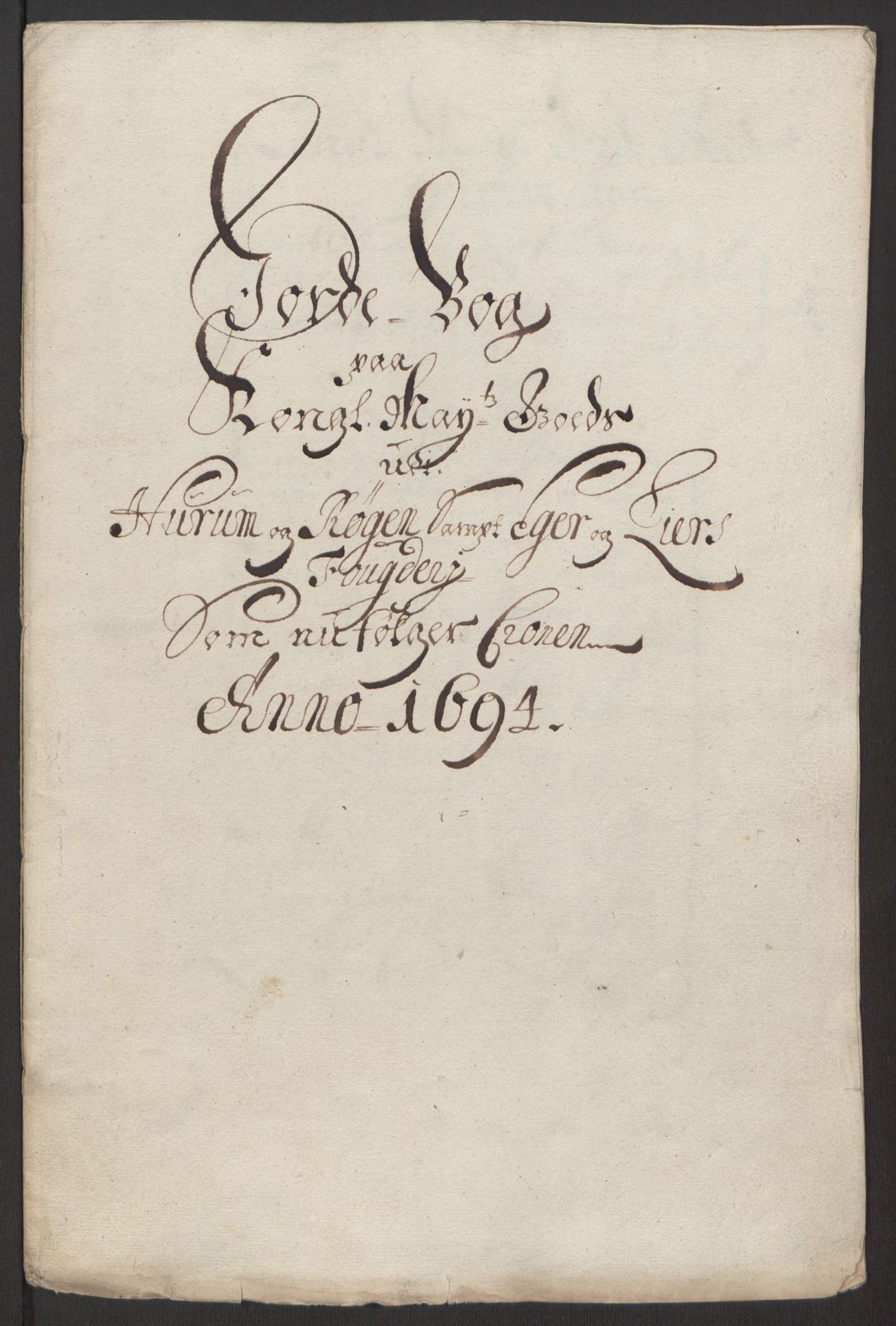 Rentekammeret inntil 1814, Reviderte regnskaper, Fogderegnskap, AV/RA-EA-4092/R30/L1694: Fogderegnskap Hurum, Røyken, Eiker og Lier, 1694-1696, p. 14