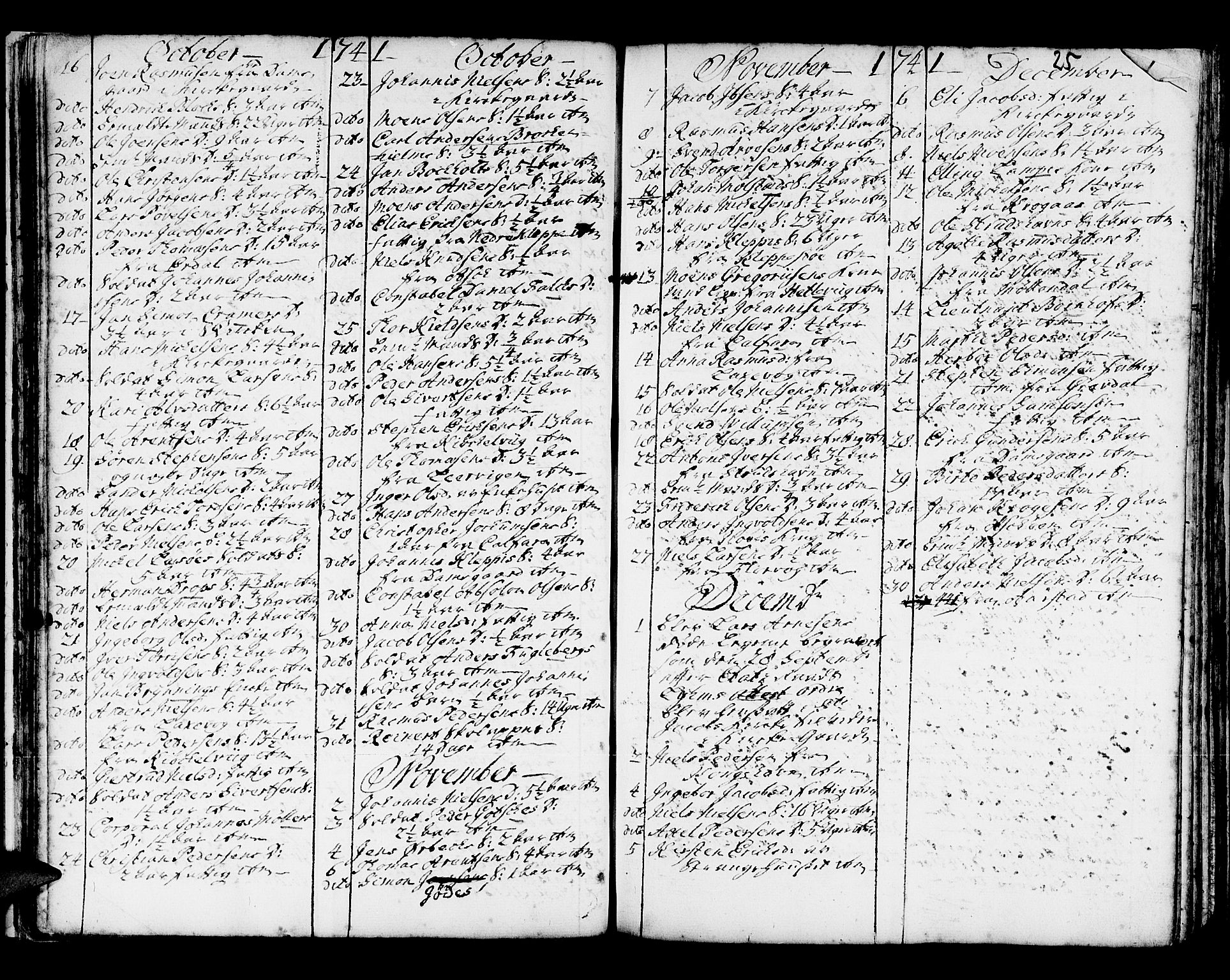 Domkirken sokneprestembete, AV/SAB-A-74801/H/Haa/L0008: Parish register (official) no. A 8, 1725-1775, p. 25