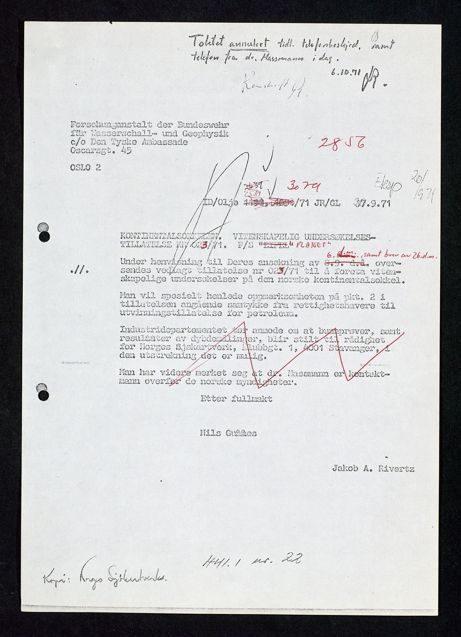 Industridepartementet, Oljekontoret, AV/SAST-A-101348/Da/L0005:  Arkivnøkkel 712 - 714 Vitenskapelige undersøkelser og utviningstillatelser, 1967-1975, p. 681