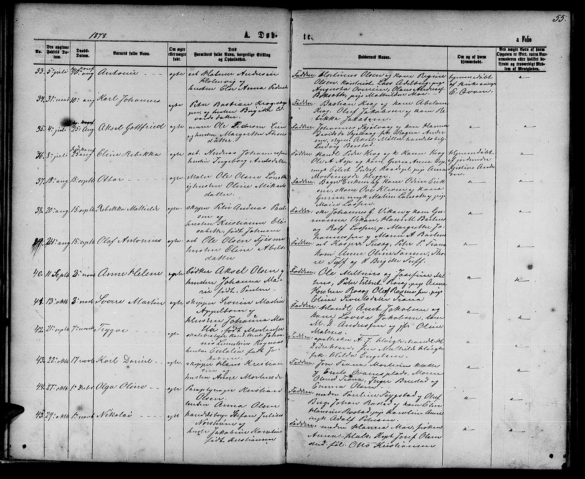 Ministerialprotokoller, klokkerbøker og fødselsregistre - Nord-Trøndelag, AV/SAT-A-1458/739/L0373: Parish register (copy) no. 739C01, 1865-1882, p. 55