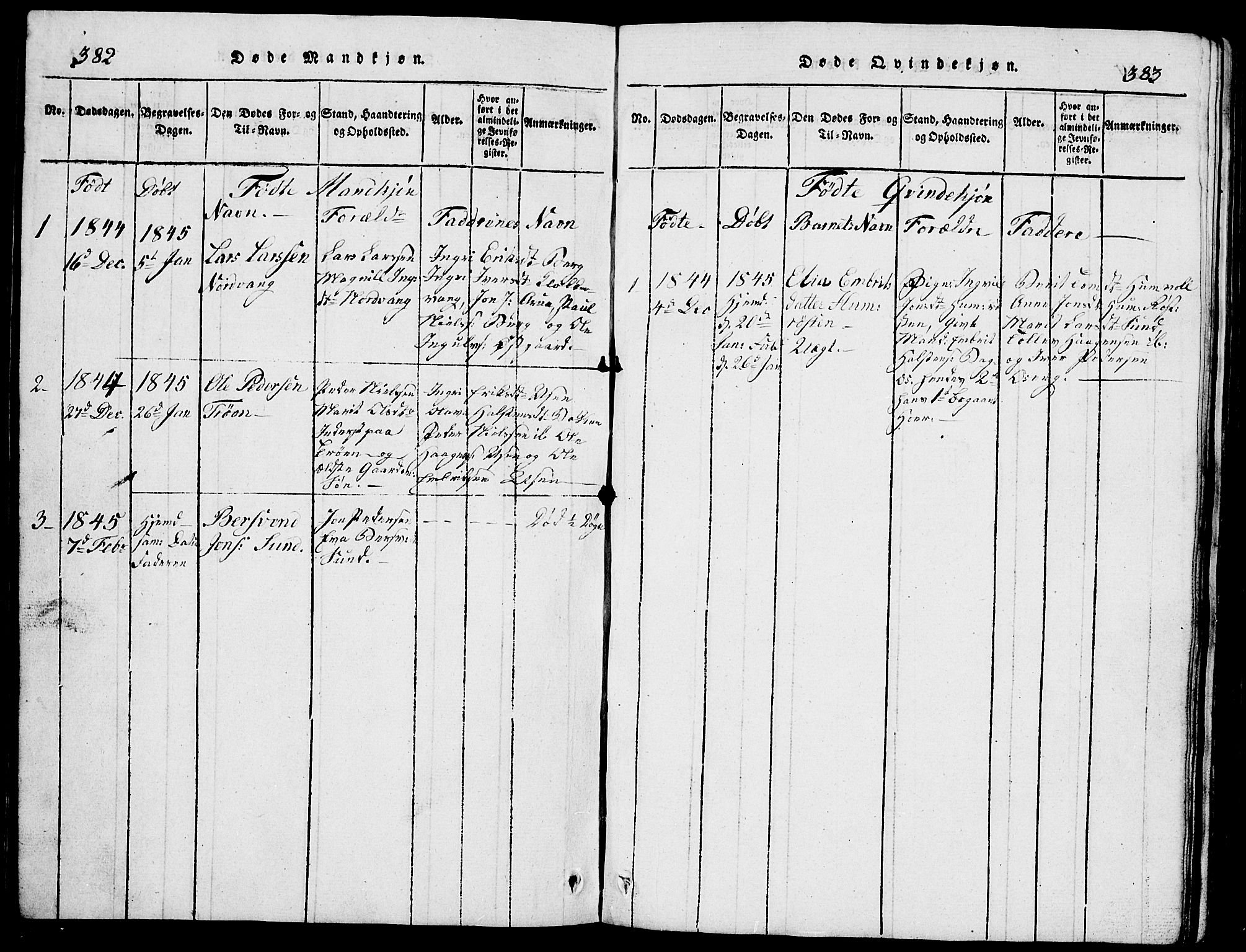 Tolga prestekontor, SAH/PREST-062/L/L0002: Parish register (copy) no. 2, 1815-1844, p. 382-383