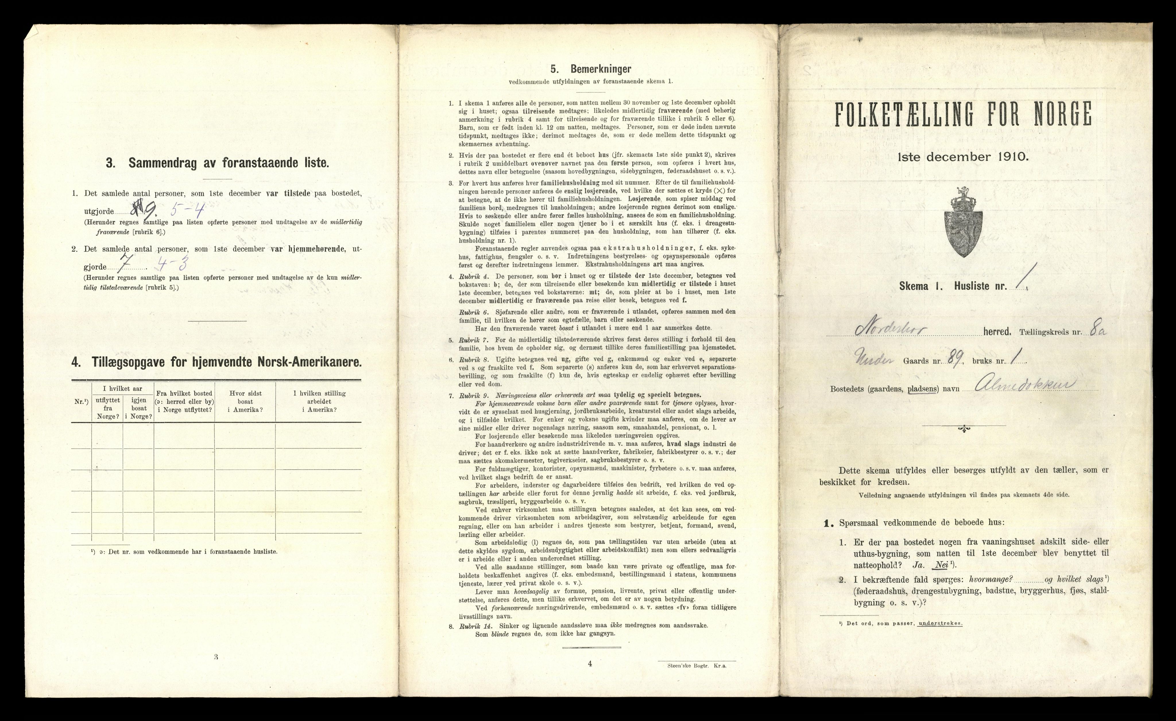 RA, 1910 census for Norderhov, 1910, p. 1760