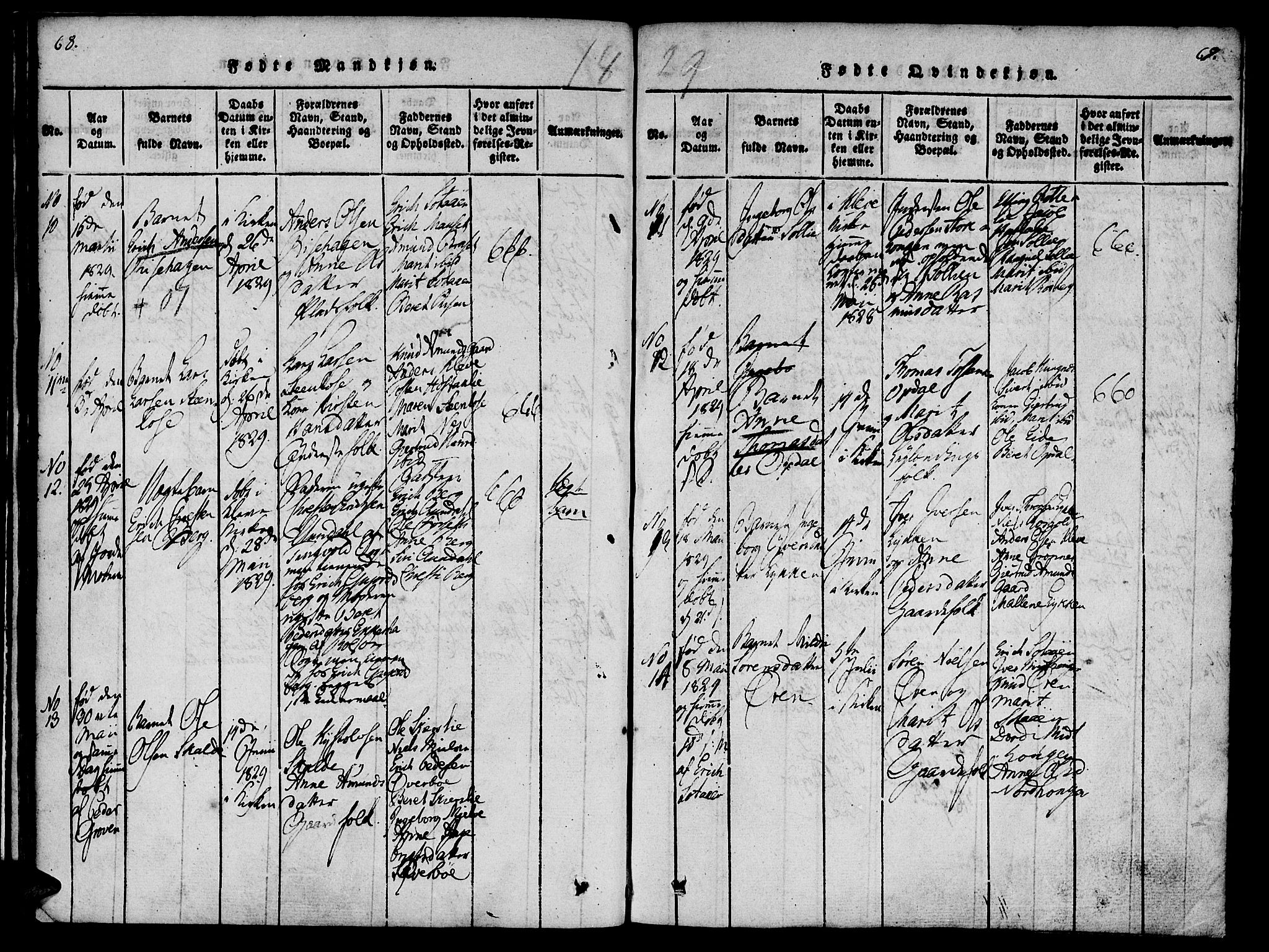 Ministerialprotokoller, klokkerbøker og fødselsregistre - Møre og Romsdal, SAT/A-1454/557/L0679: Parish register (official) no. 557A01, 1818-1843, p. 68-69