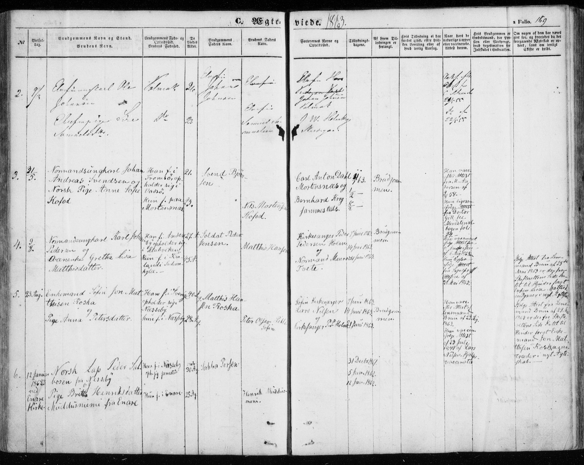 Nesseby sokneprestkontor, SATØ/S-1330/H/Ha/L0002kirke: Parish register (official) no. 2, 1856-1864, p. 169