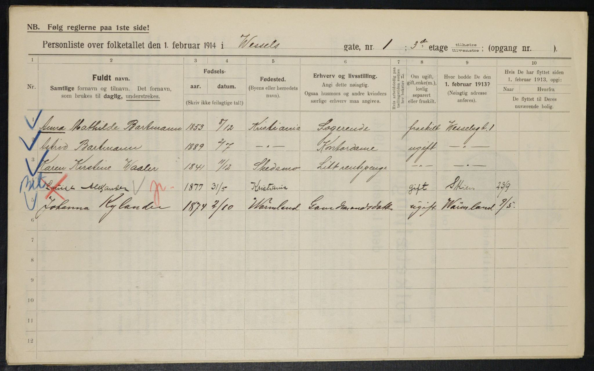 OBA, Municipal Census 1914 for Kristiania, 1914, p. 128920