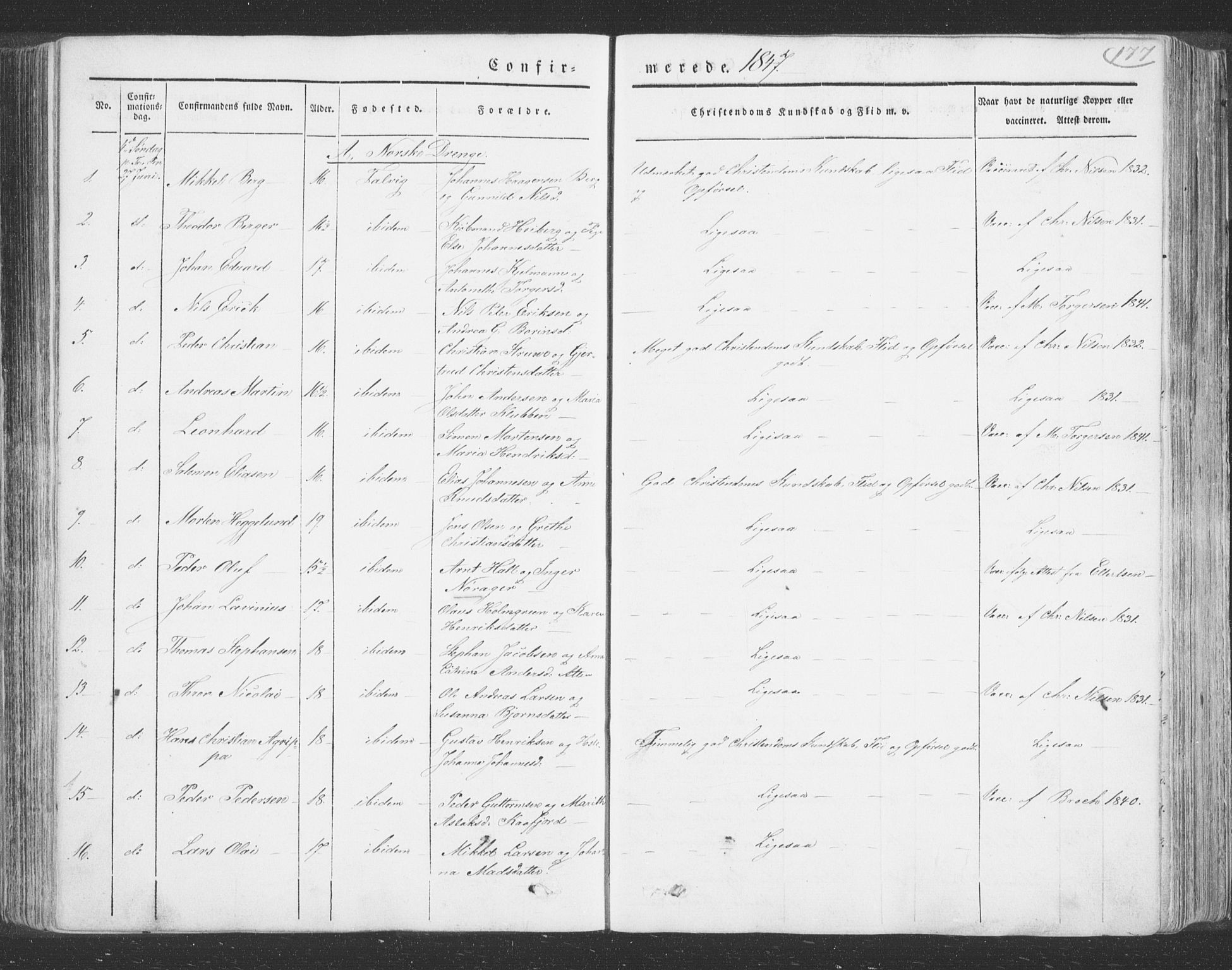 Talvik sokneprestkontor, SATØ/S-1337/H/Ha/L0009kirke: Parish register (official) no. 9, 1837-1852, p. 177