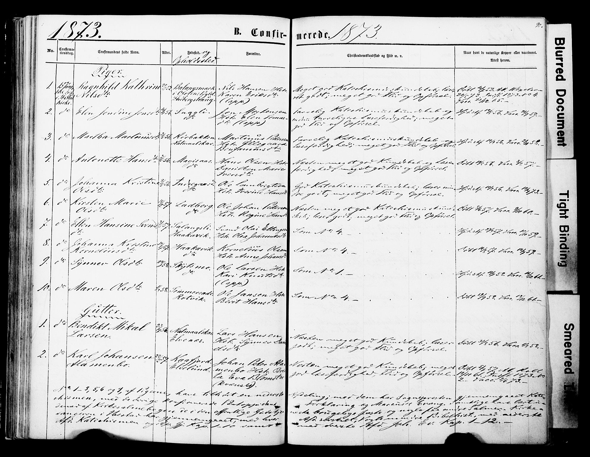 Ibestad sokneprestembete, SATØ/S-0077/H/Ha/Haa/L0013kirke: Parish register (official) no. 13, 1865-1879, p. 90