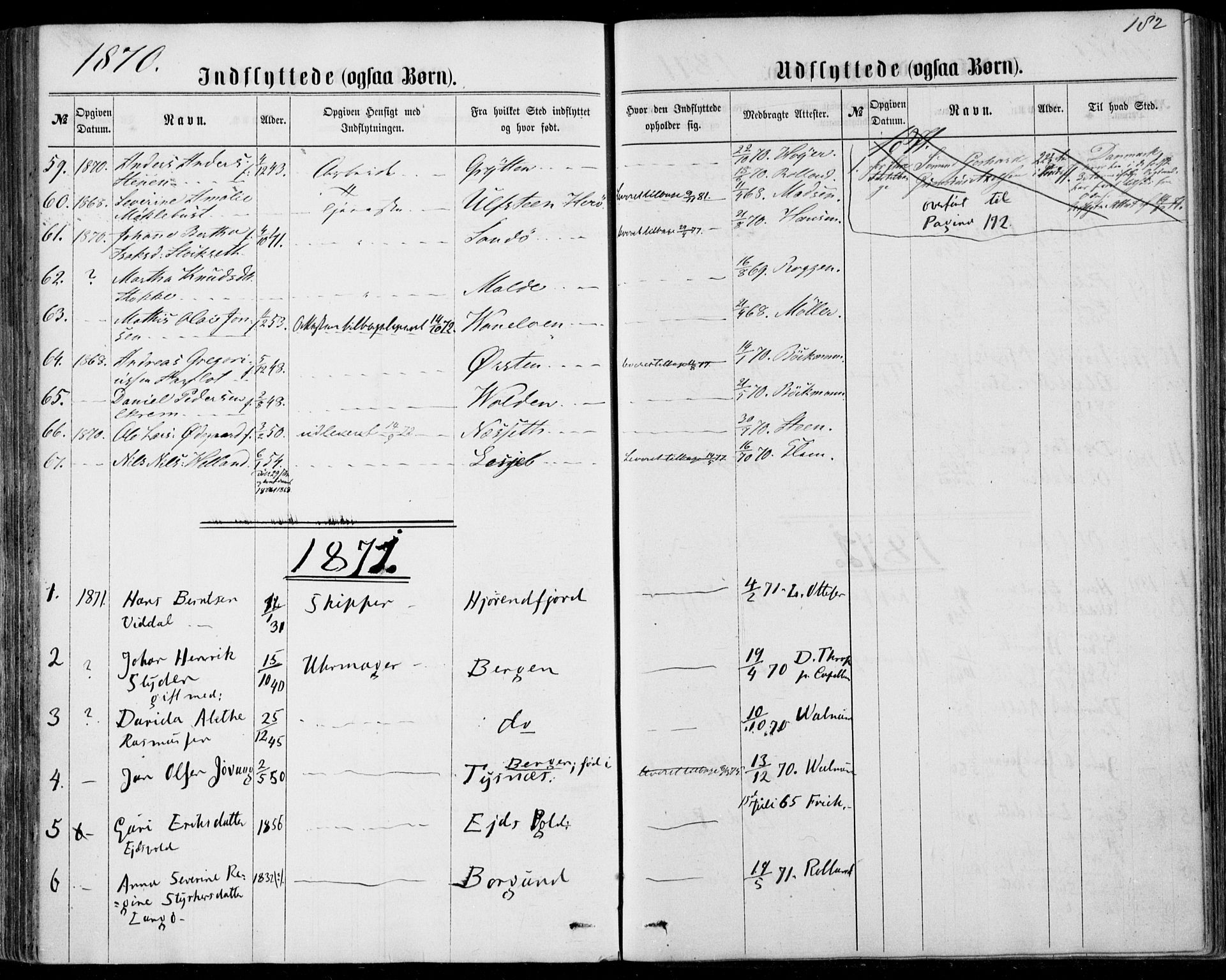 Ministerialprotokoller, klokkerbøker og fødselsregistre - Møre og Romsdal, SAT/A-1454/529/L0452: Parish register (official) no. 529A02, 1864-1871, p. 182