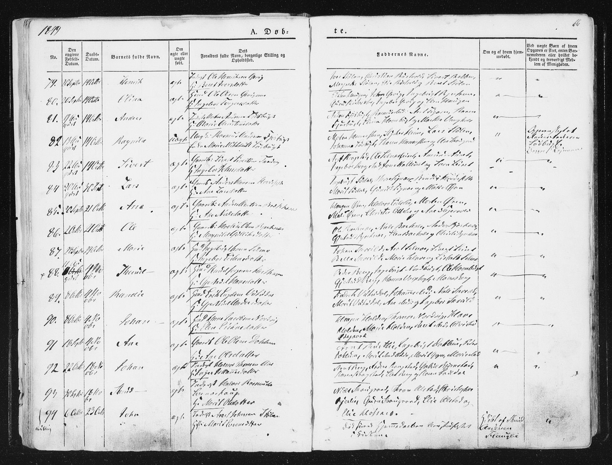 Ministerialprotokoller, klokkerbøker og fødselsregistre - Sør-Trøndelag, SAT/A-1456/630/L0493: Parish register (official) no. 630A06, 1841-1851, p. 66