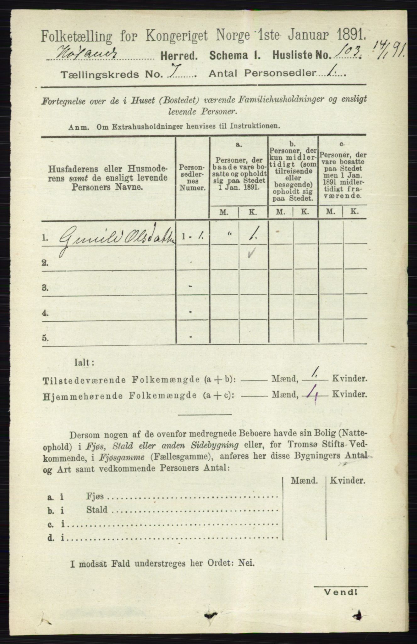 RA, 1891 census for 0221 Høland, 1891, p. 4913