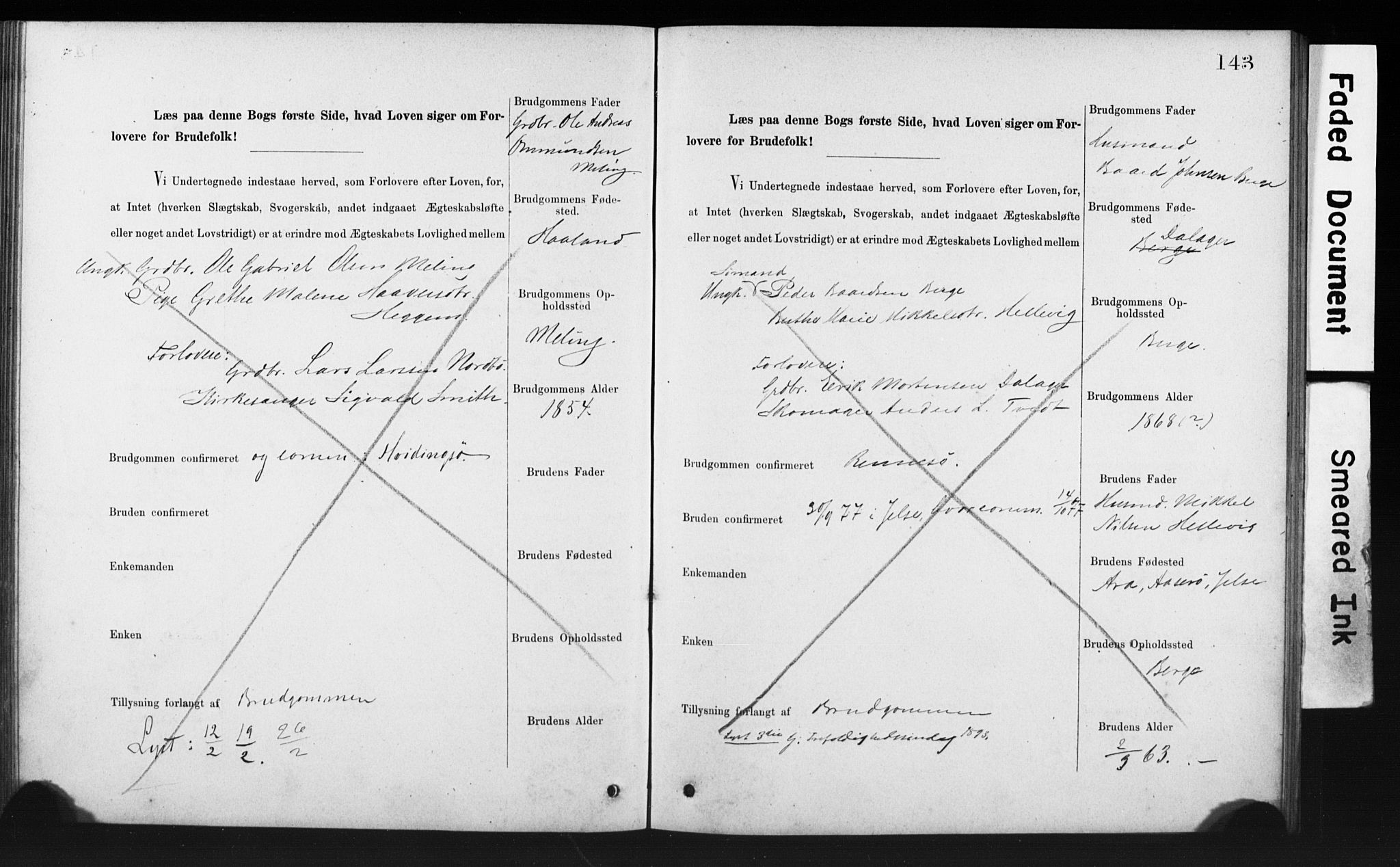 Rennesøy sokneprestkontor, SAST/A -101827/I/Ie/L0001: Banns register no. 1, 1873-1898, p. 143