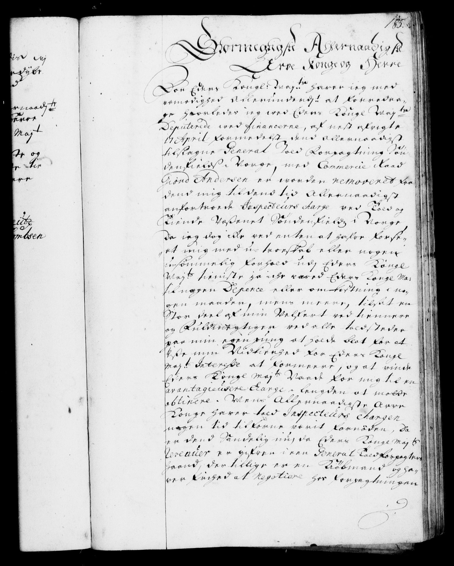 Rentekammeret, Kammerkanselliet, RA/EA-3111/G/Gf/Gfa/L0001: Resolusjonsprotokoll med register (merket RK 52.1), 1695-1706, p. 185