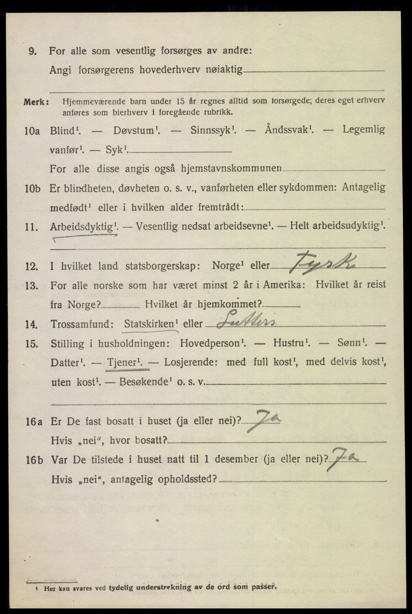 SAK, 1920 census for Oddernes, 1920, p. 5370