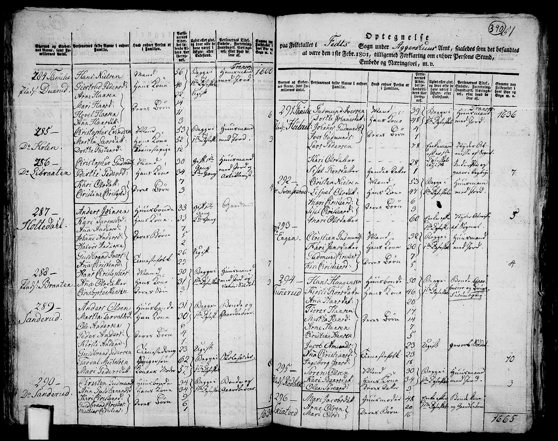 RA, 1801 census for 0227P Fet, 1801, p. 389b-390a