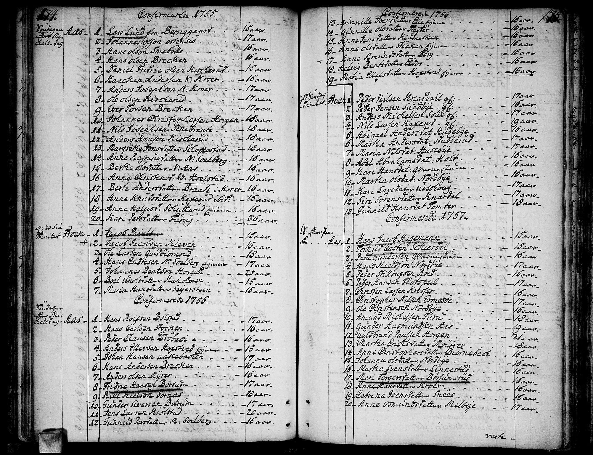 Ås prestekontor Kirkebøker, AV/SAO-A-10894/F/Fa/L0001: Parish register (official) no. I 1, 1742-1778, p. 174-175