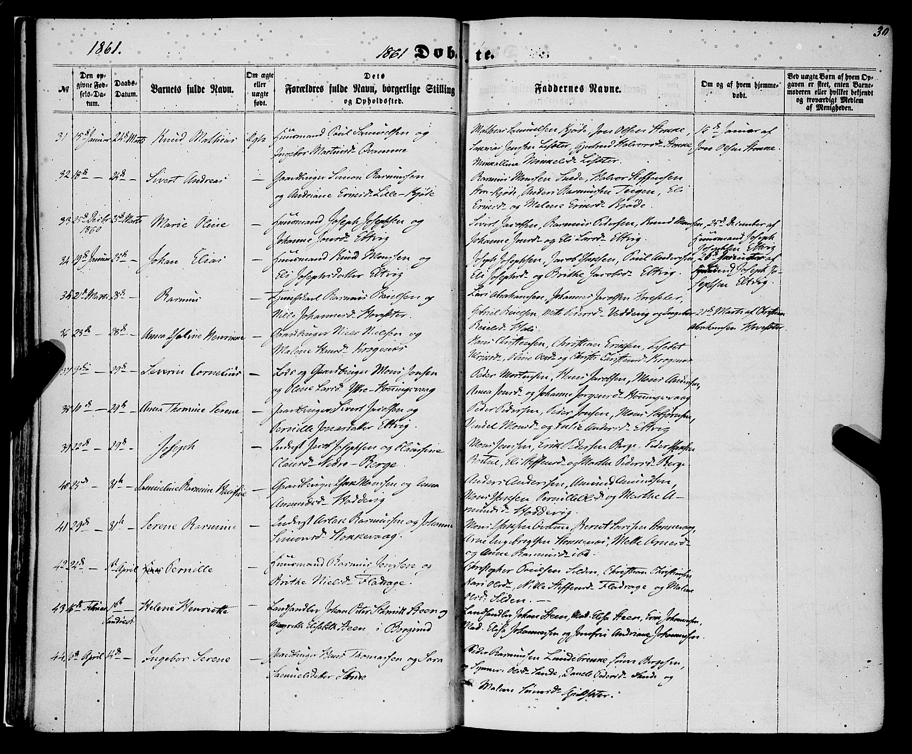 Selje sokneprestembete, SAB/A-99938/H/Ha/Haa/Haaa: Parish register (official) no. A 11, 1858-1870, p. 30