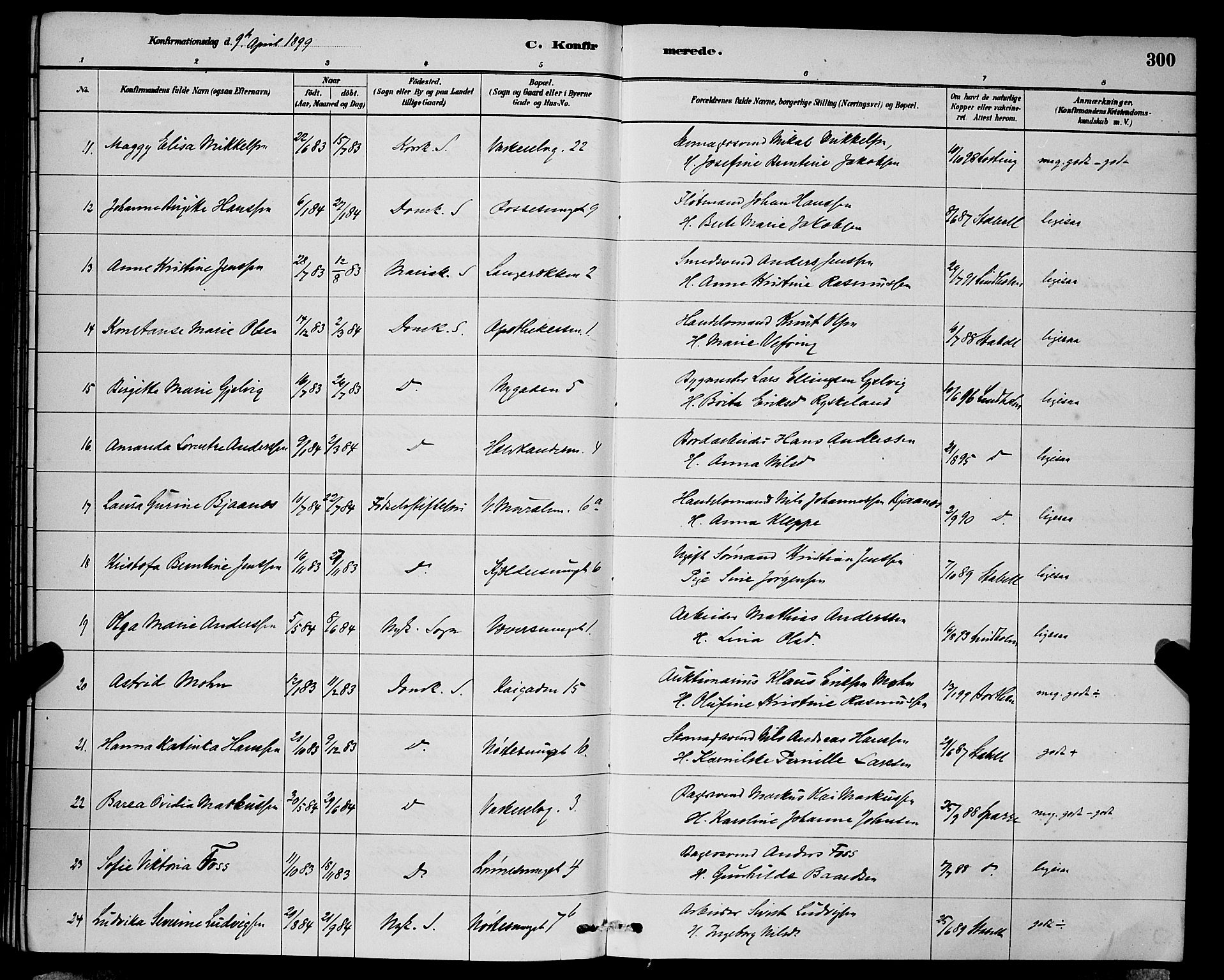 Domkirken sokneprestembete, SAB/A-74801/H/Hab/L0024: Parish register (copy) no. C 4, 1880-1899, p. 300