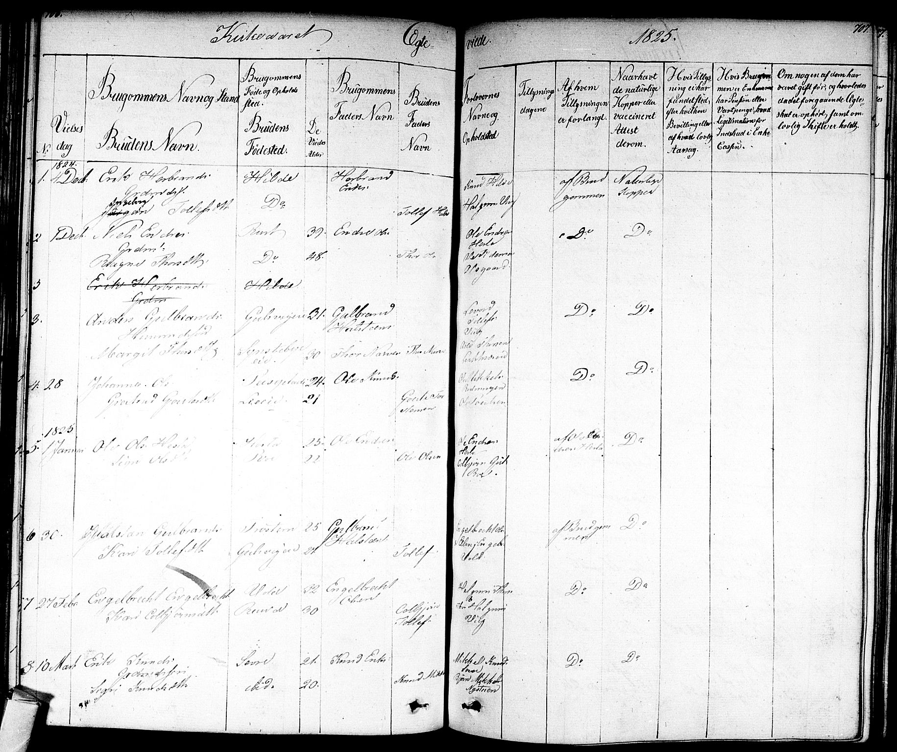 Nes kirkebøker, SAKO/A-236/F/Fa/L0008: Parish register (official) no. 8, 1824-1834, p. 706-707