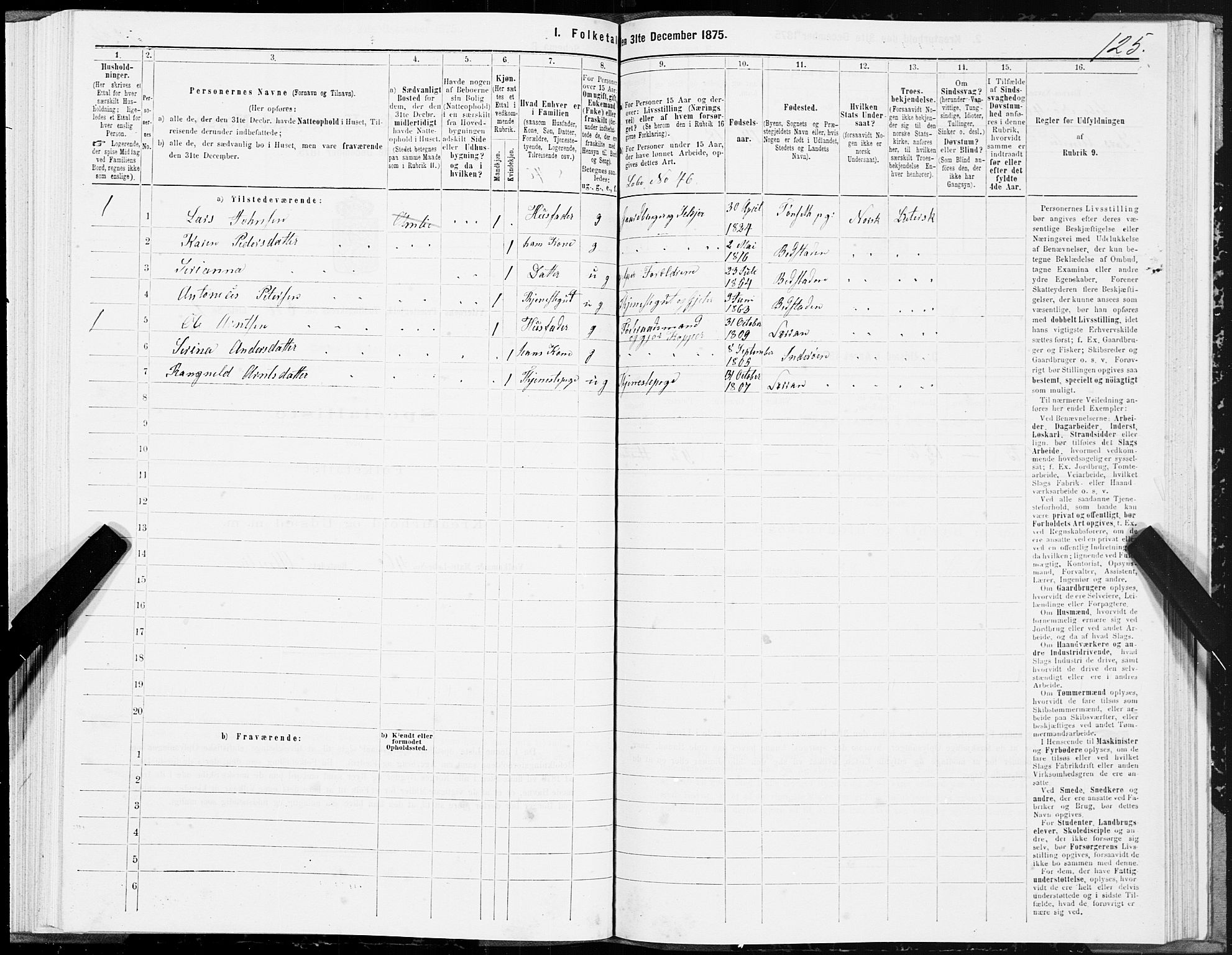 SAT, 1875 census for 1722P Ytterøy, 1875, p. 5125