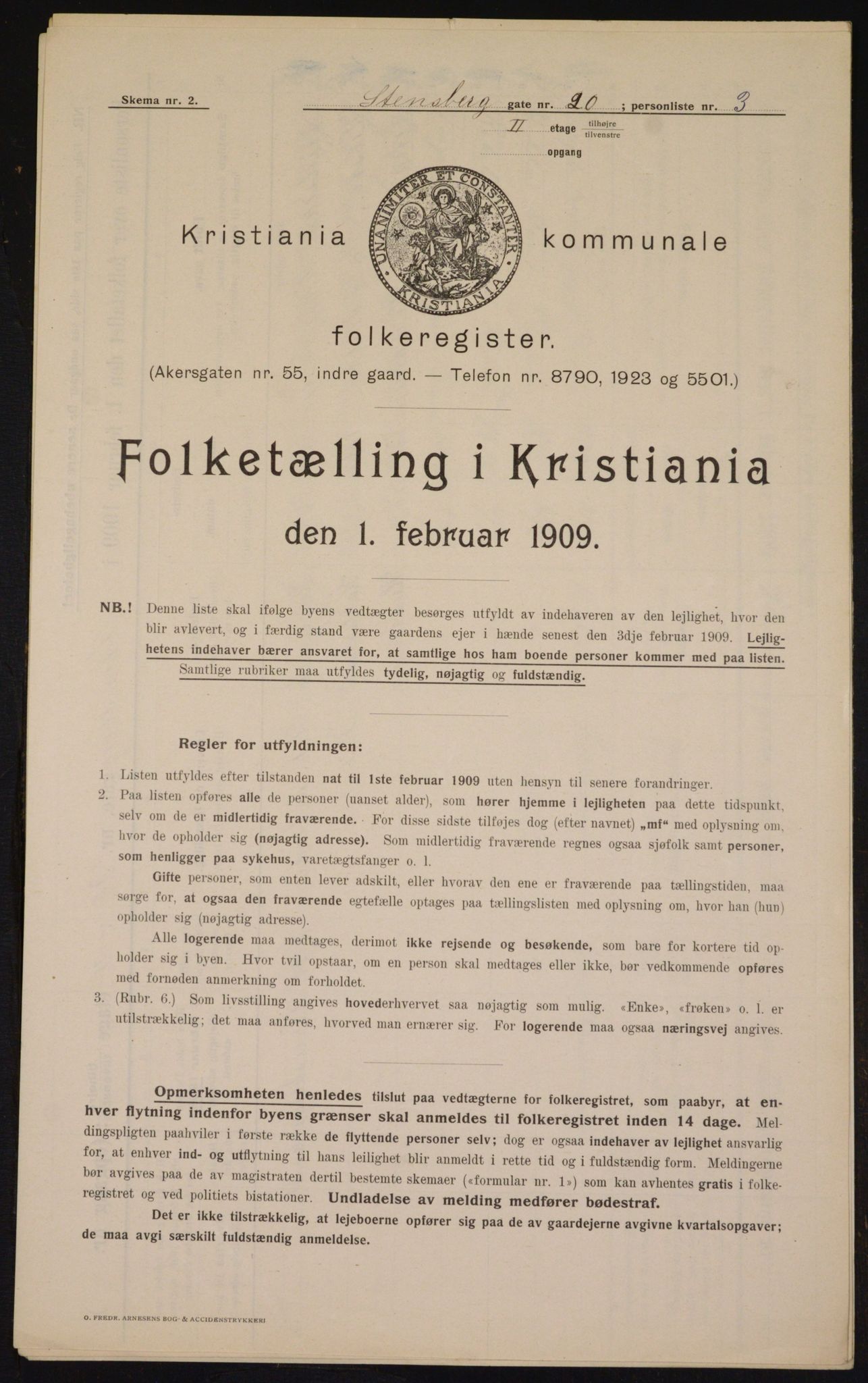 OBA, Municipal Census 1909 for Kristiania, 1909, p. 91949