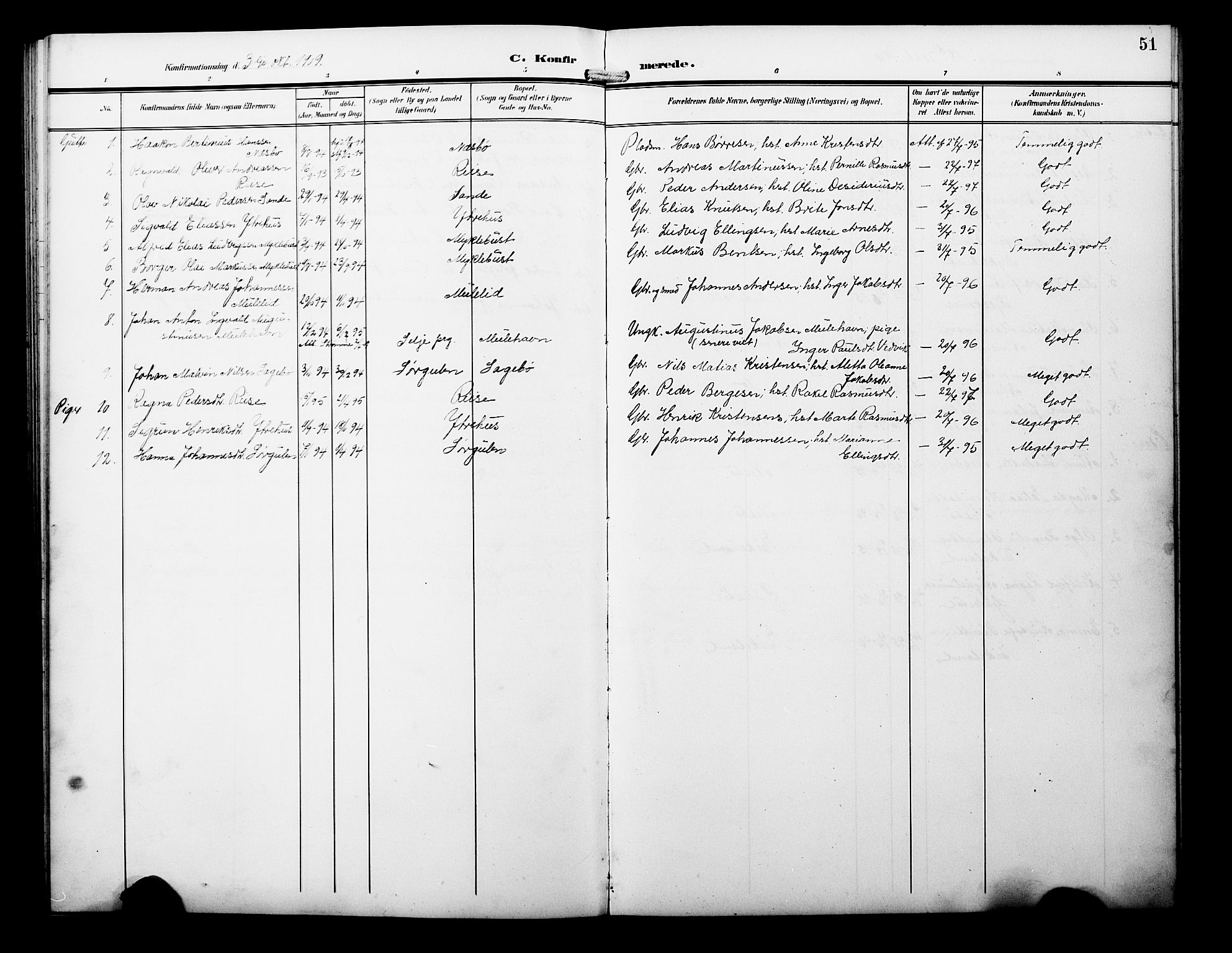 Davik sokneprestembete, AV/SAB-A-79701/H/Hab/Habb/L0001: Parish register (copy) no. B 1, 1903-1928, p. 51