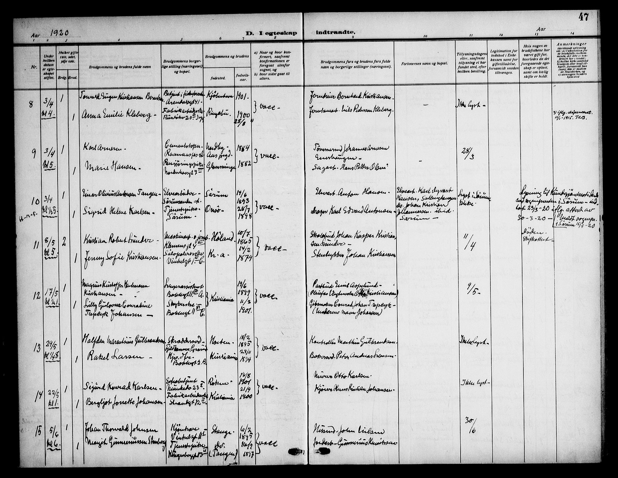 Piperviken prestekontor Kirkebøker, AV/SAO-A-10874/F/L0002: Parish register (official) no. 2, 1911-1952, p. 47