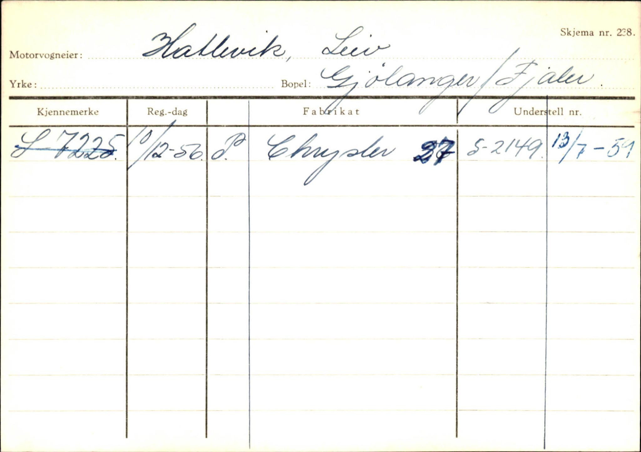 Statens vegvesen, Sogn og Fjordane vegkontor, AV/SAB-A-5301/4/F/L0125: Eigarregister Sogndal V-Å. Aurland A-Å. Fjaler A-N, 1945-1975, p. 1807