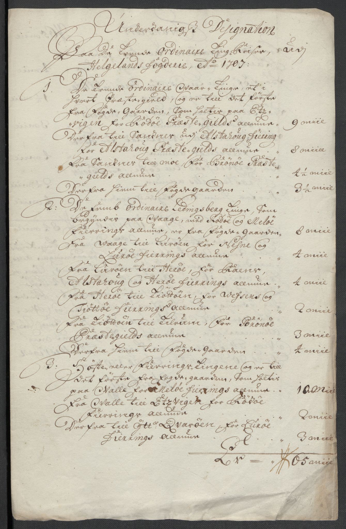 Rentekammeret inntil 1814, Reviderte regnskaper, Fogderegnskap, AV/RA-EA-4092/R65/L4509: Fogderegnskap Helgeland, 1706-1707, p. 271