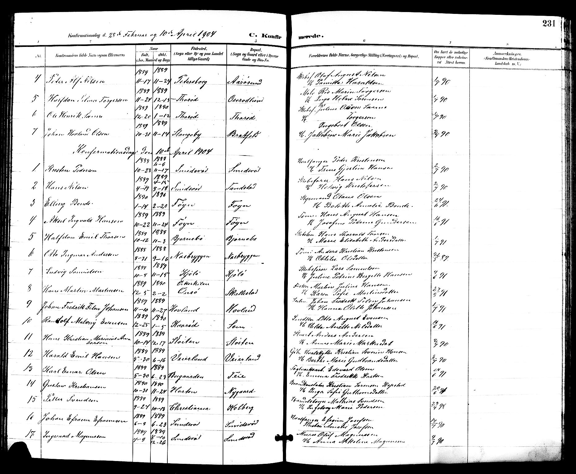 Nøtterøy kirkebøker, AV/SAKO-A-354/G/Ga/L0004: Parish register (copy) no. I 4, 1894-1909, p. 231