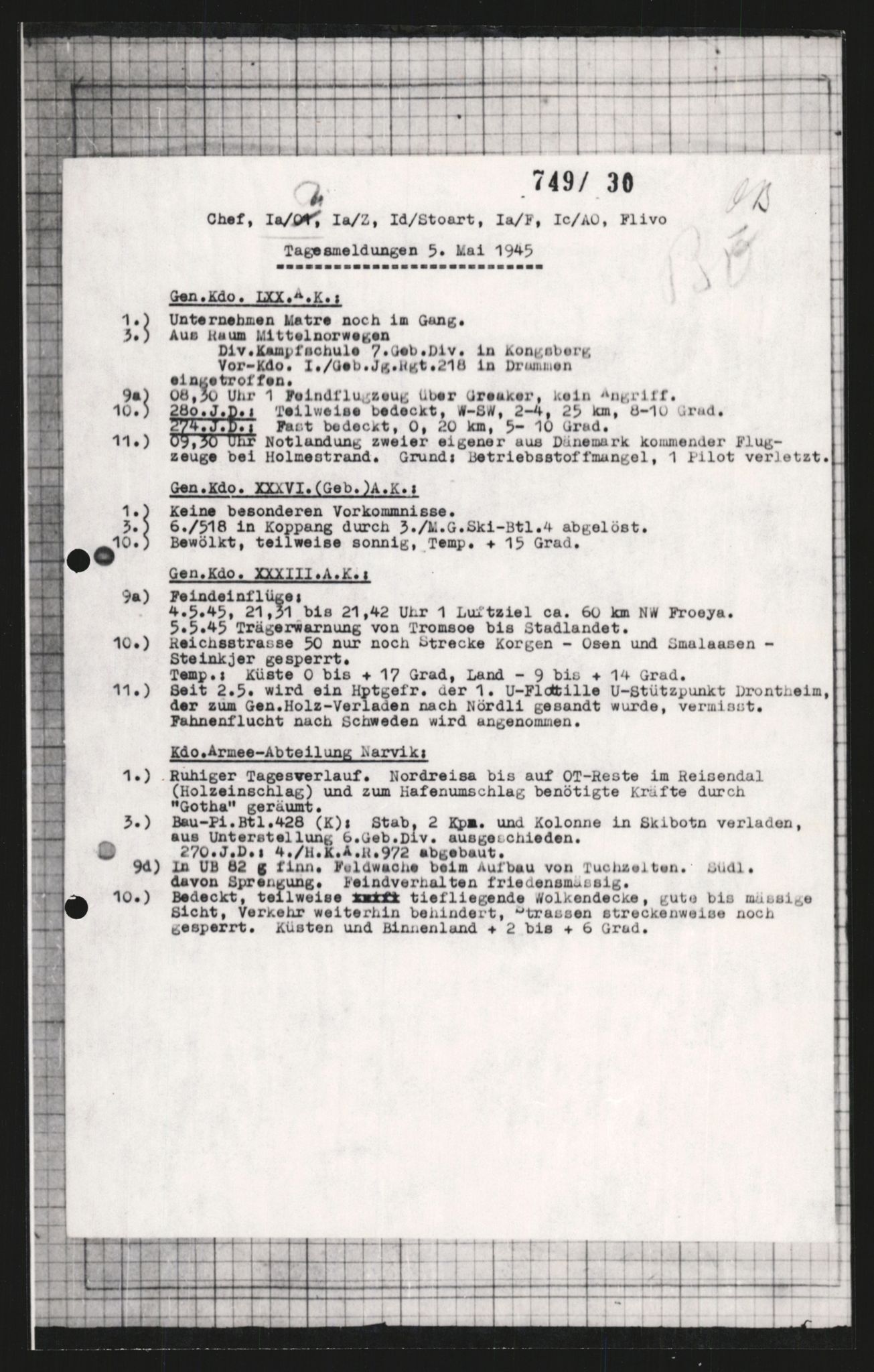 Forsvarets Overkommando. 2 kontor. Arkiv 11.4. Spredte tyske arkivsaker, AV/RA-RAFA-7031/D/Dar/Dara/L0009: Krigsdagbøker for 20. Gebirgs-Armee-Oberkommando (AOK 20), 1940-1945, p. 573