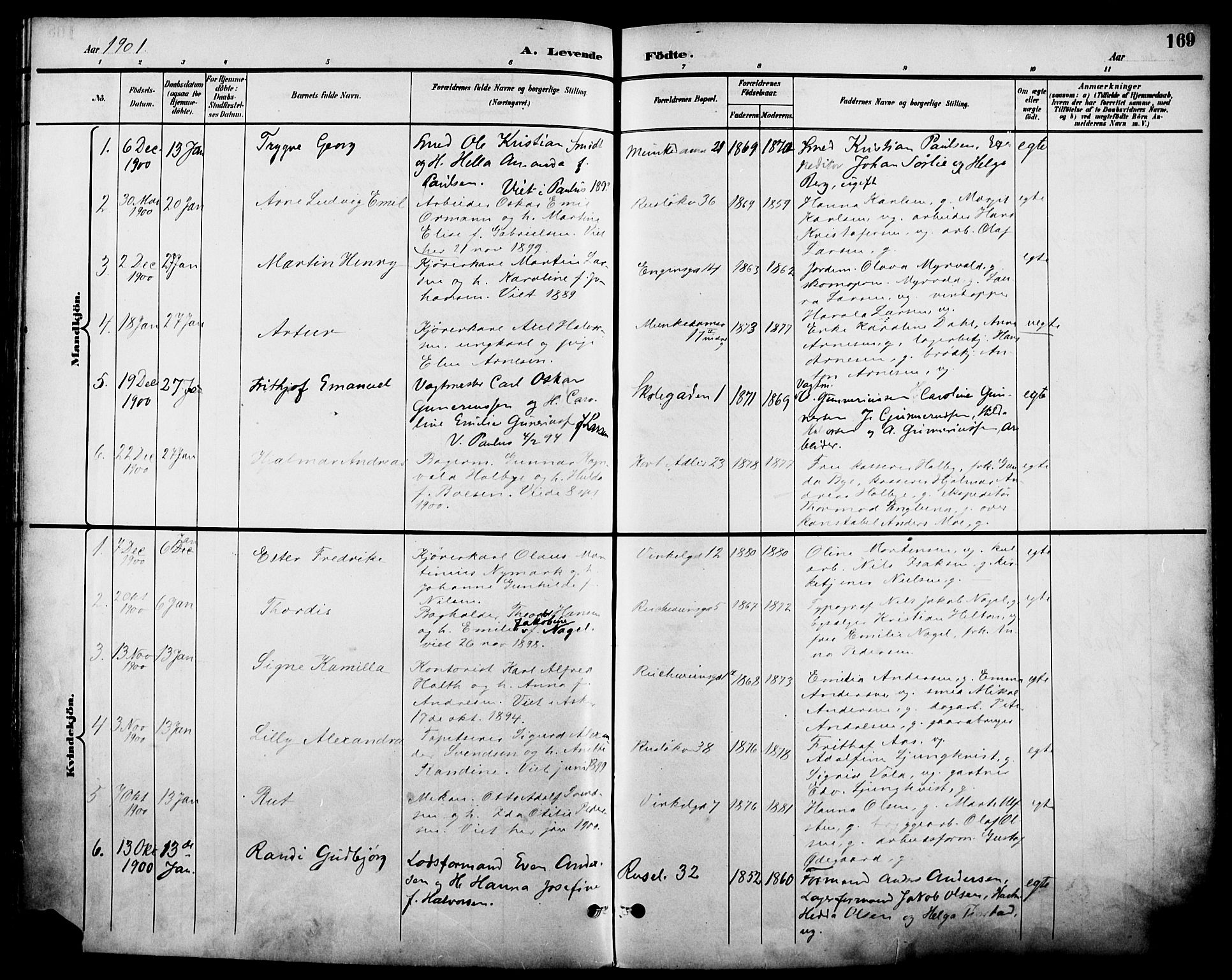 Johannes prestekontor Kirkebøker, AV/SAO-A-10852/F/Fa/L0007: Parish register (official) no. 7, 1896-1905, p. 169