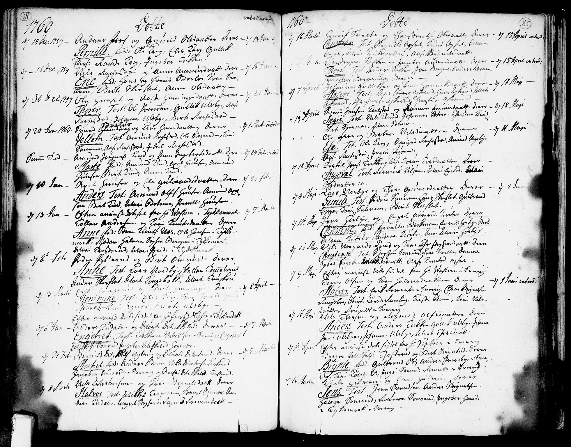 Rødenes prestekontor Kirkebøker, SAO/A-2005/F/Fa/L0002: Parish register (official) no. I 2, 1733-1776, p. 84-85
