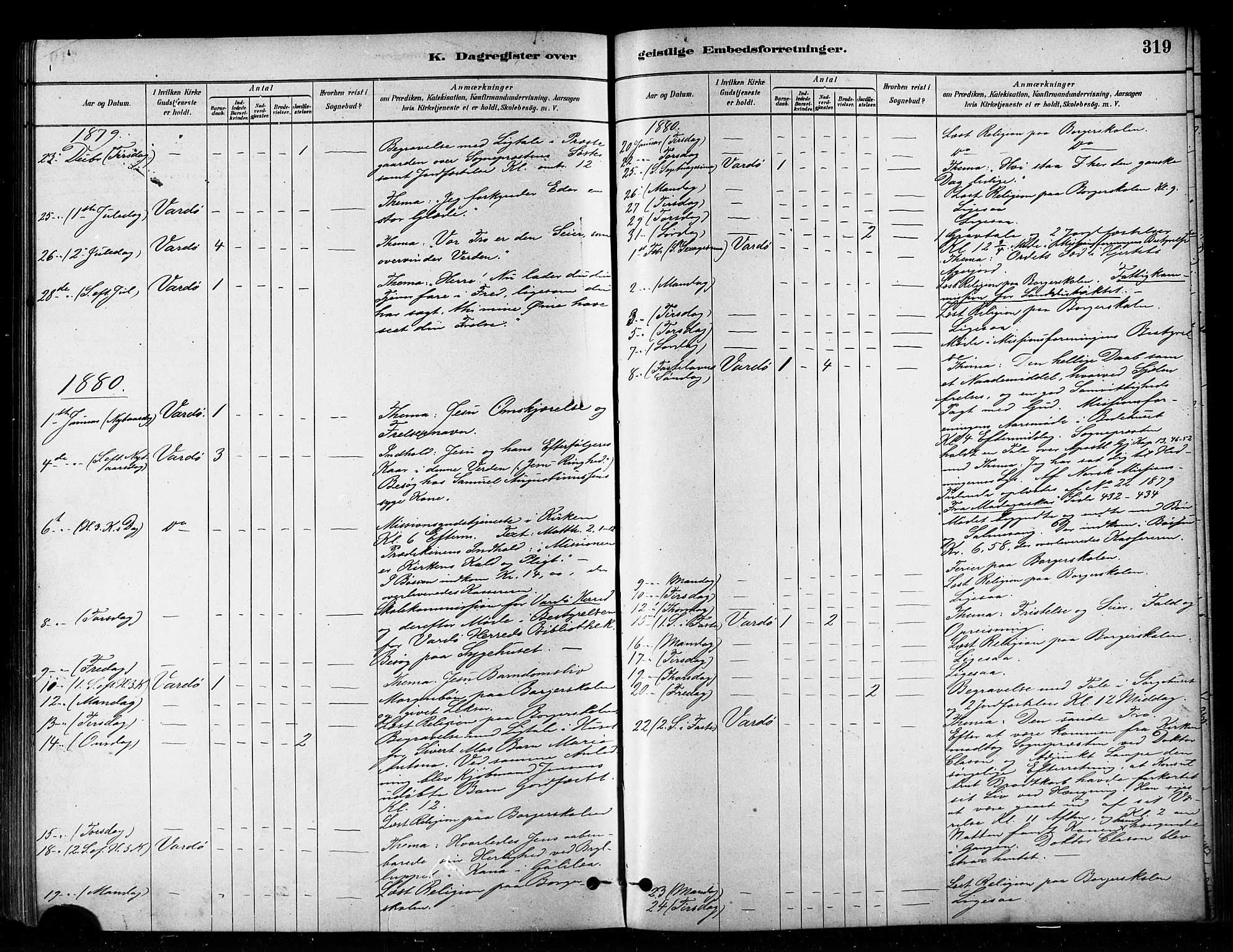 Vardø sokneprestkontor, SATØ/S-1332/H/Ha/L0006kirke: Parish register (official) no. 6, 1879-1886, p. 319