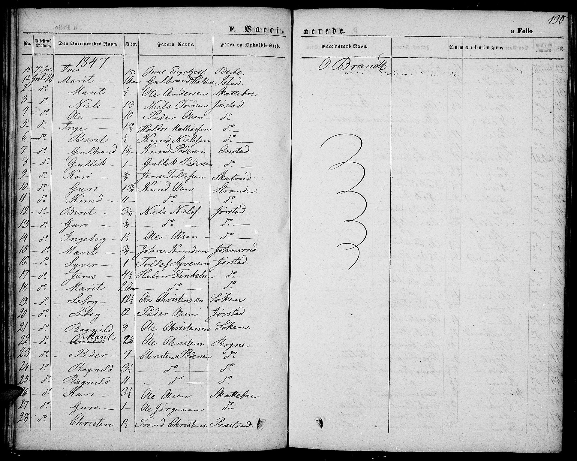 Slidre prestekontor, SAH/PREST-134/H/Ha/Haa/L0004: Parish register (official) no. 4, 1831-1848, p. 190