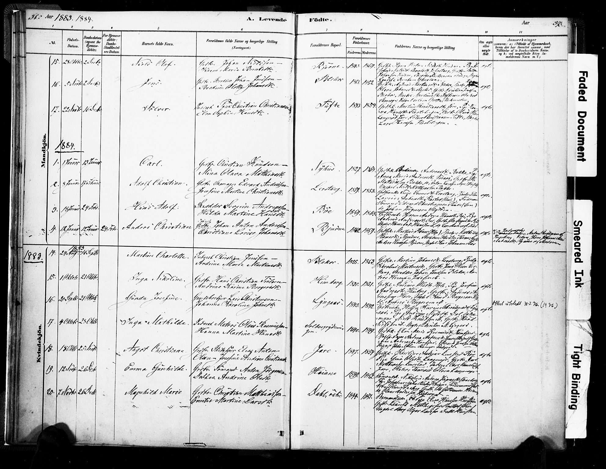 Ramnes kirkebøker, AV/SAKO-A-314/F/Fa/L0007: Parish register (official) no. I 7, 1878-1895, p. 36-37