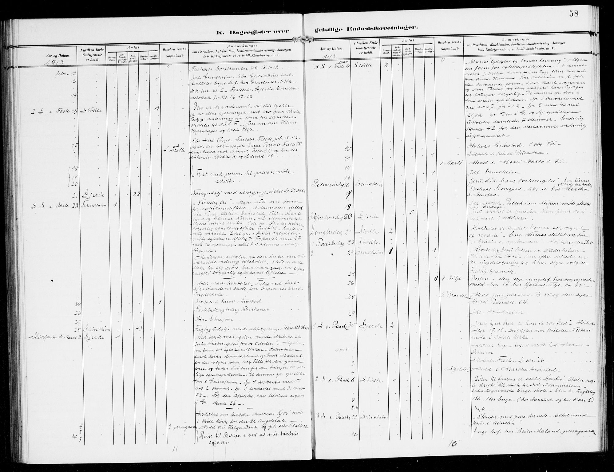 Etne sokneprestembete, AV/SAB-A-75001/H/Haa: Parish register (official) no. E 2, 1905-1922, p. 58