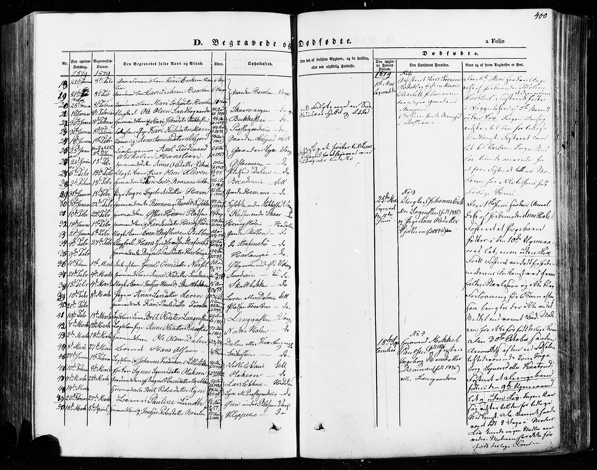 Vågå prestekontor, SAH/PREST-076/H/Ha/Haa/L0007: Parish register (official) no. 7 /1, 1872-1886, p. 400