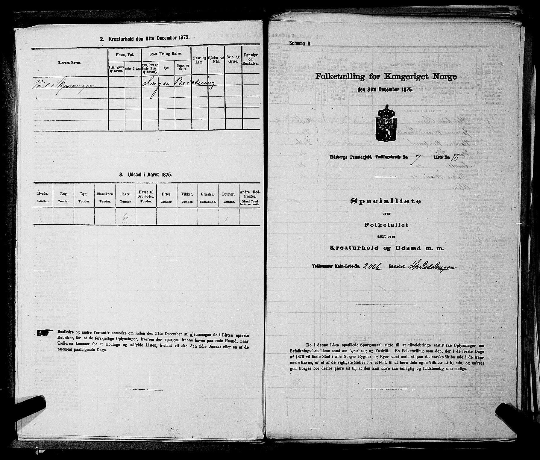 RA, 1875 census for 0125P Eidsberg, 1875, p. 1381