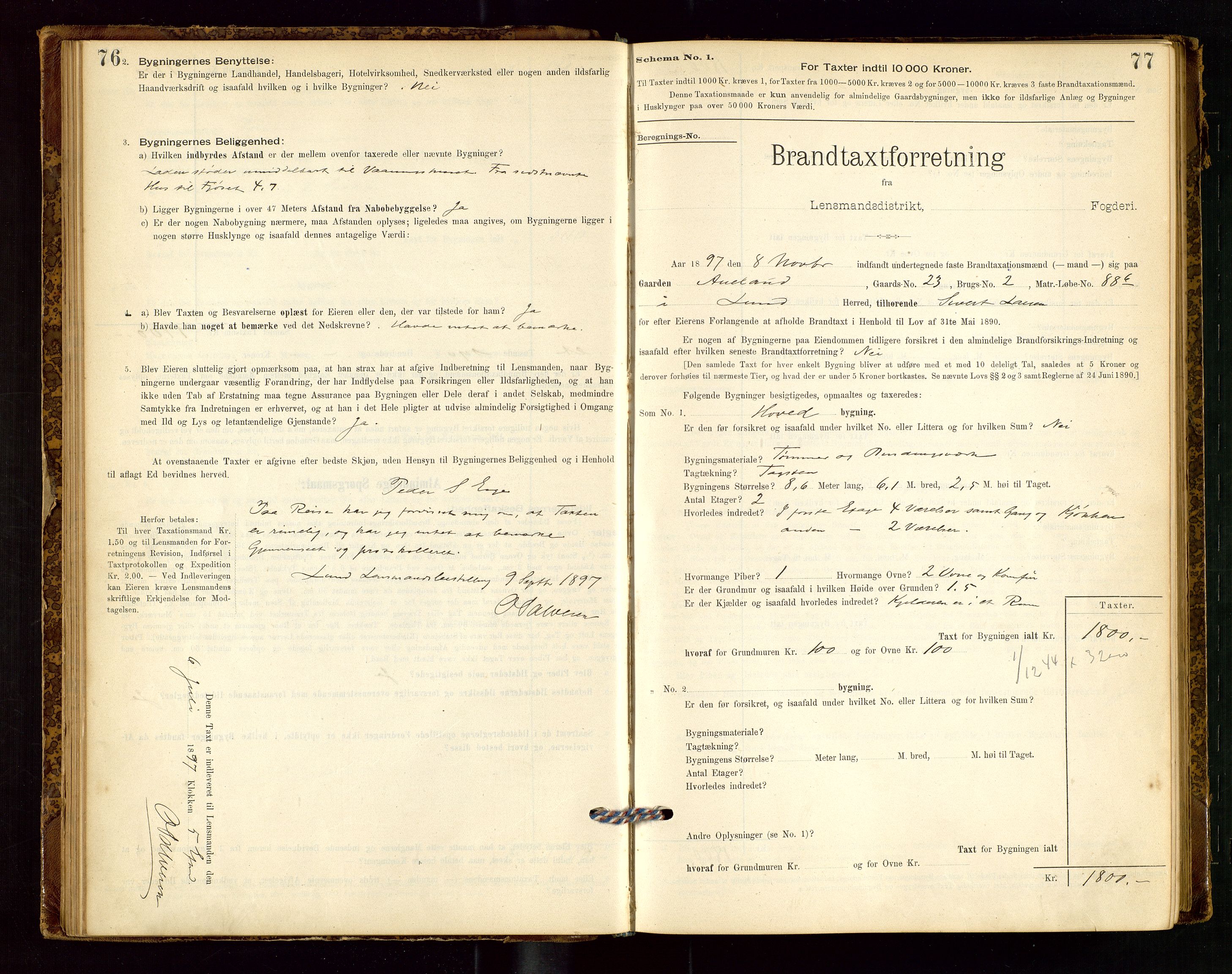 Lund lensmannskontor, SAST/A-100303/Gob/L0001: "Brandtakstprotokol", 1894-1907, p. 76-77