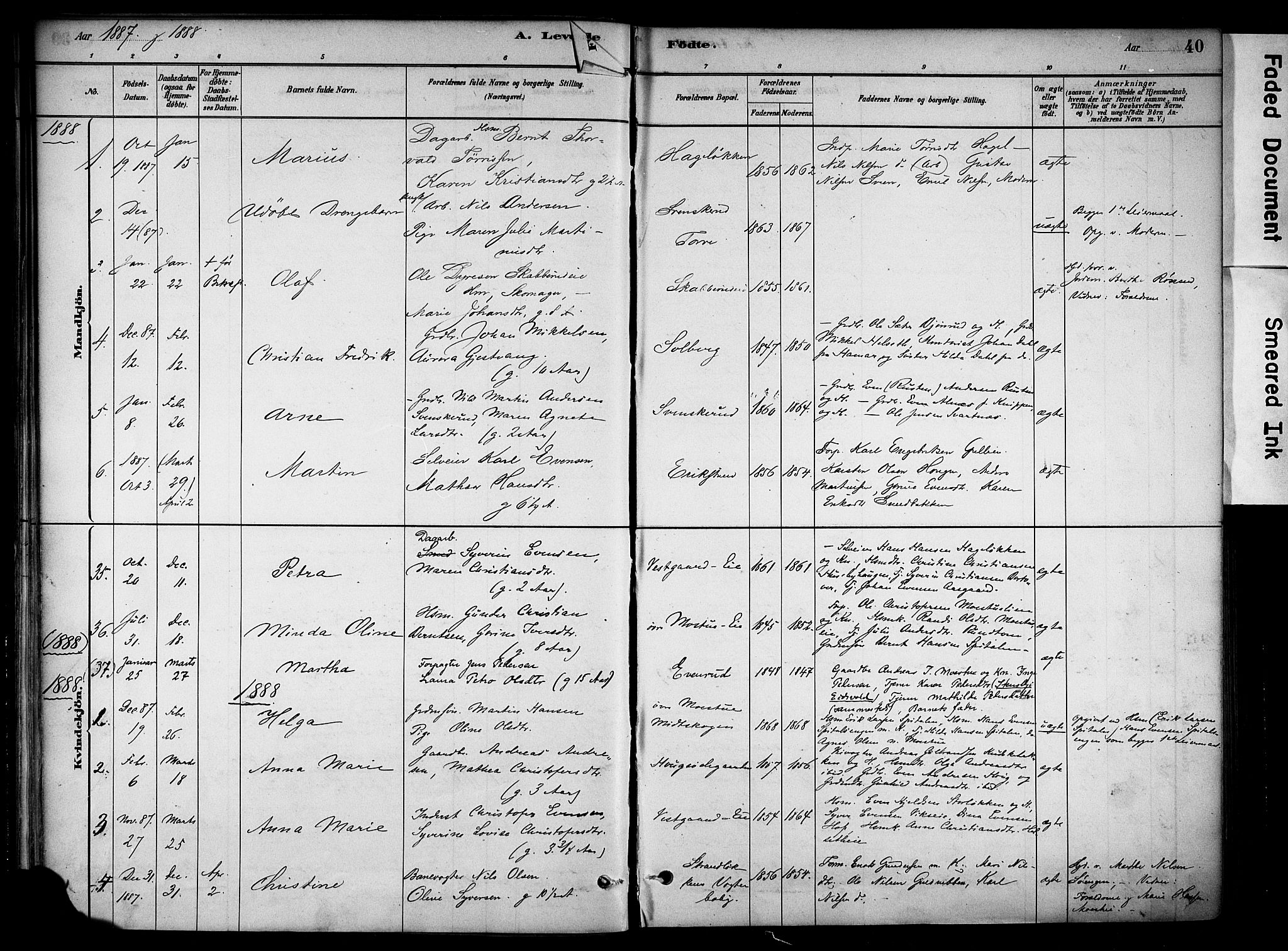 Stange prestekontor, SAH/PREST-002/K/L0018: Parish register (official) no. 18, 1880-1896, p. 40