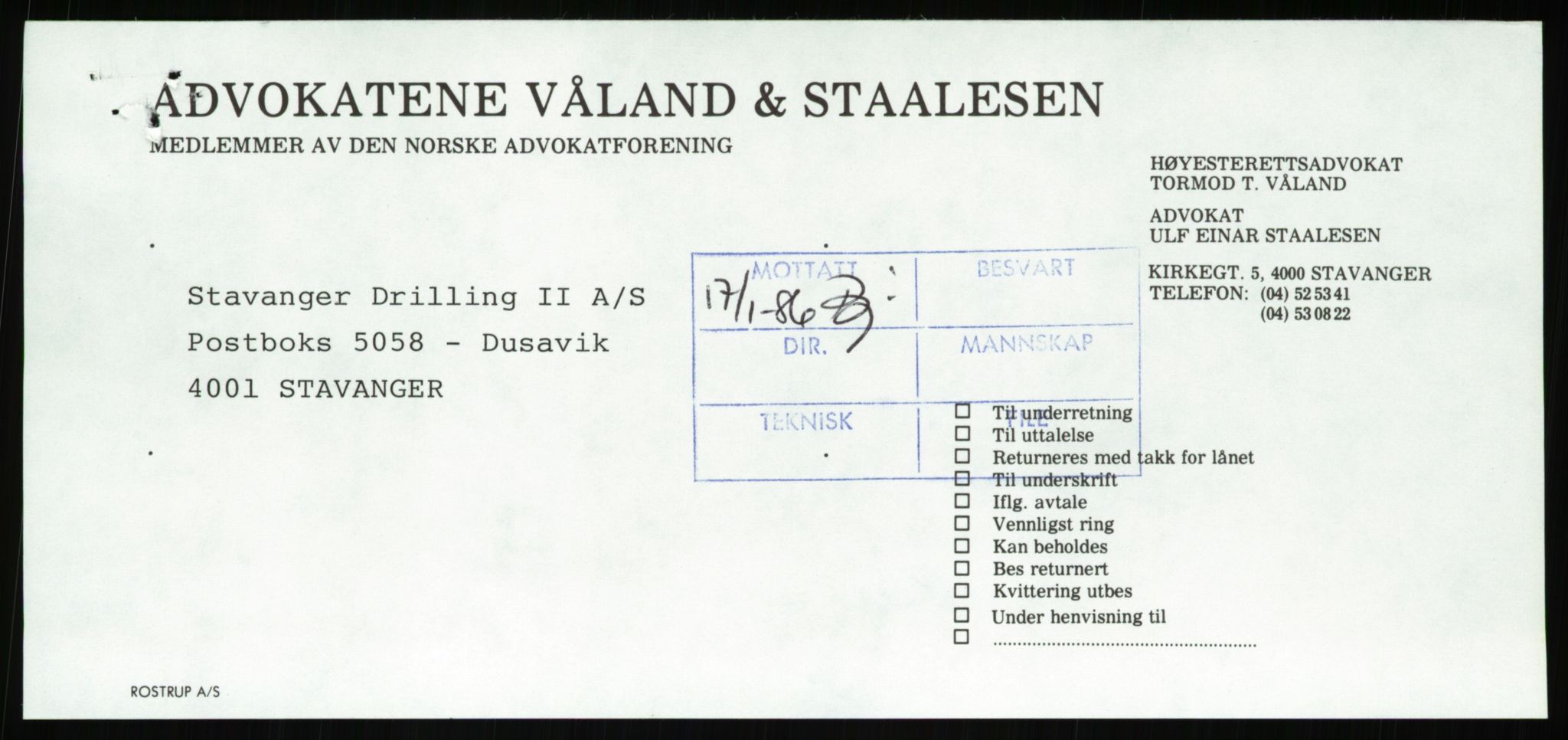 Pa 1503 - Stavanger Drilling AS, AV/SAST-A-101906/Da/L0001: Alexander L. Kielland - Begrensningssak Stavanger byrett, 1986, p. 63