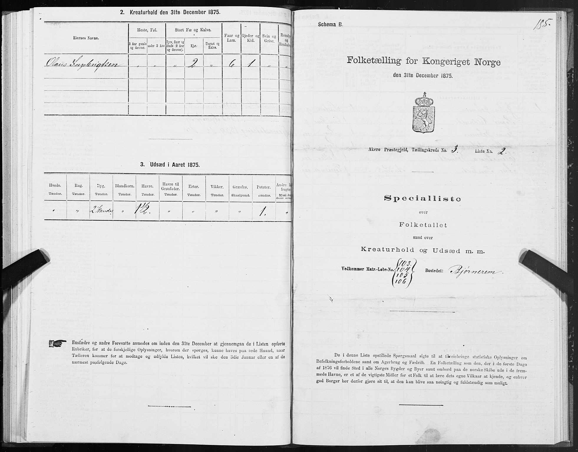 SAT, 1875 census for 1545P Aukra, 1875, p. 1185