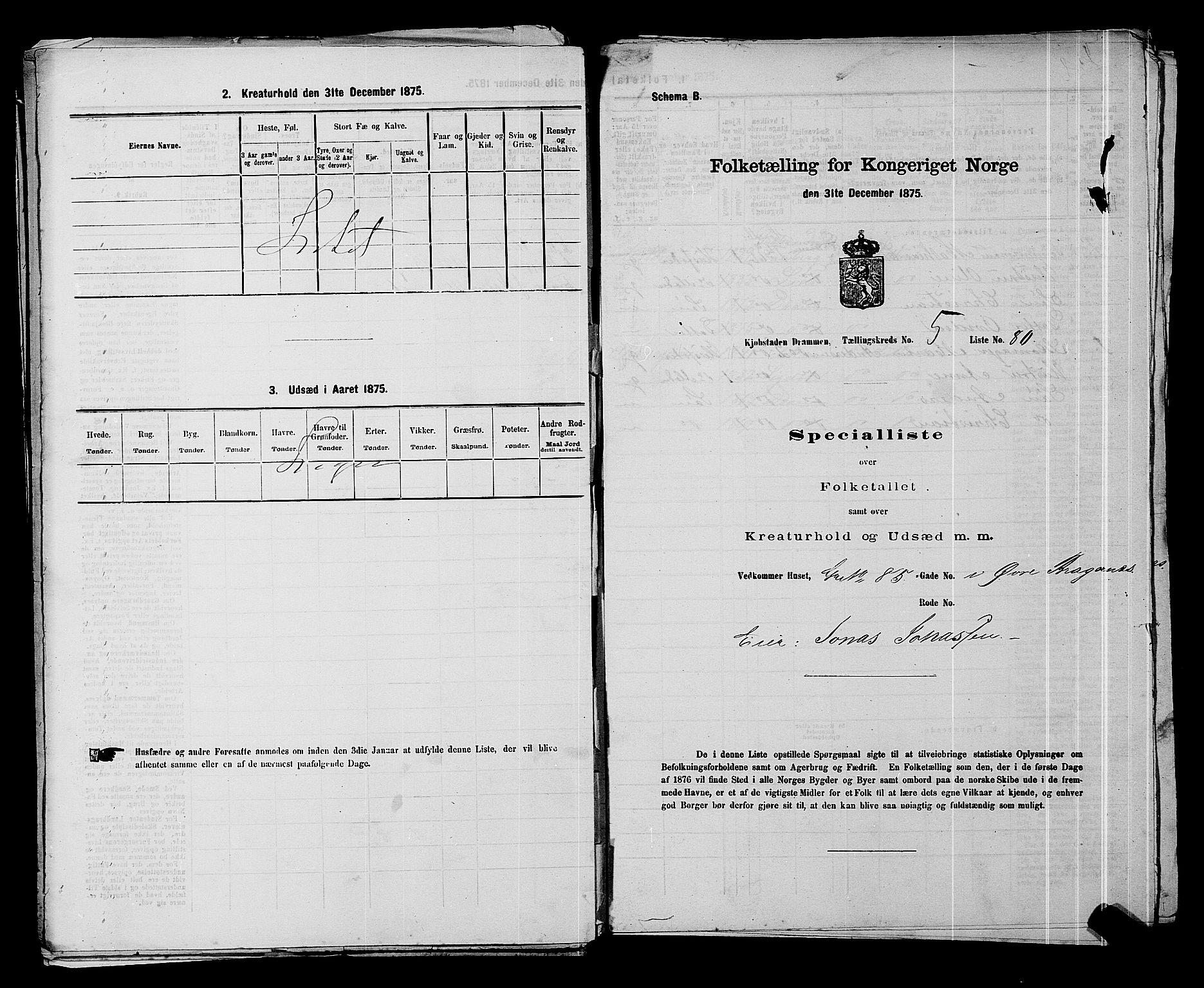 SAKO, 1875 census for 0602 Drammen, 1875, p. 434