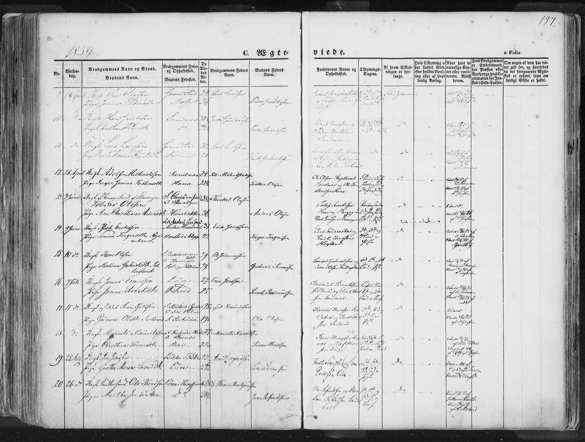 Høyland sokneprestkontor, AV/SAST-A-101799/001/30BA/L0010: Parish register (official) no. A 9.1, 1857-1877, p. 197