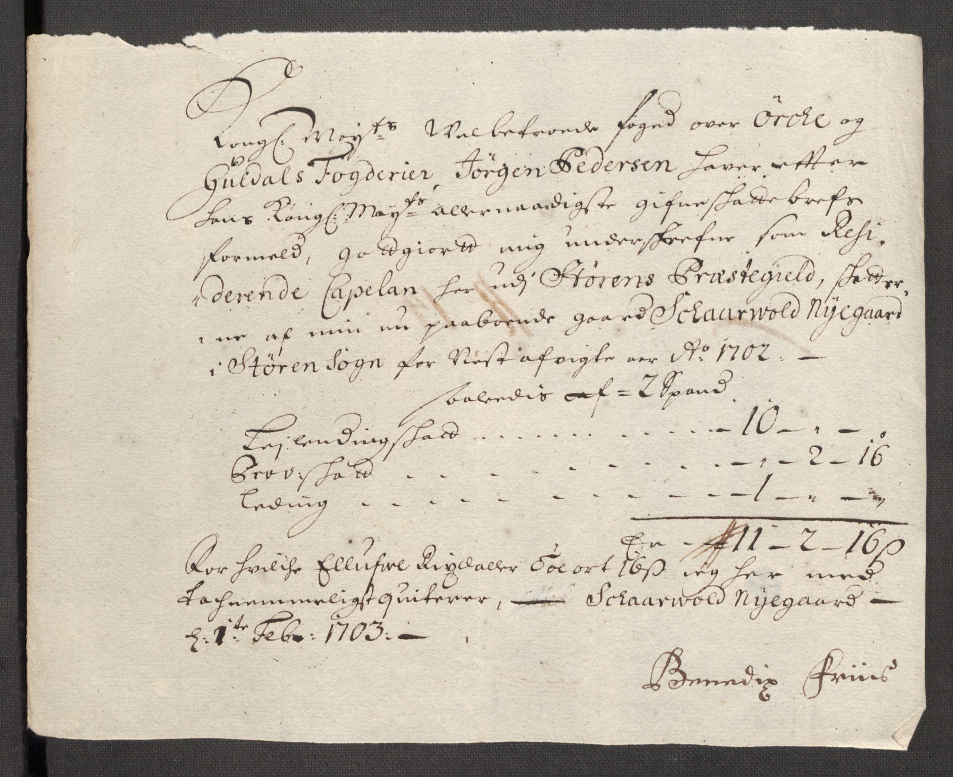 Rentekammeret inntil 1814, Reviderte regnskaper, Fogderegnskap, RA/EA-4092/R60/L3952: Fogderegnskap Orkdal og Gauldal, 1702, p. 337